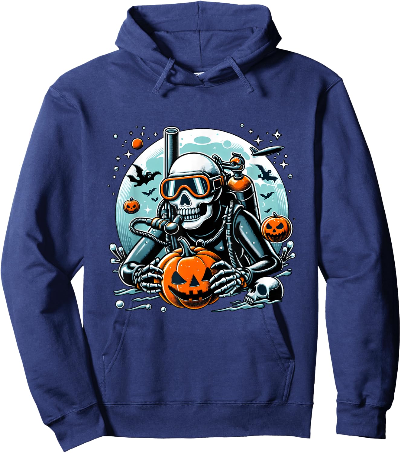 Dive Skeleton Scuba Diving Player Halloween Diver Ocean Life Hoodie - Hoodie | Navy