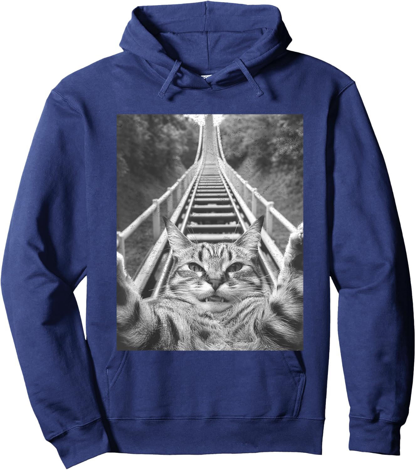 Cat Selfie on Roller coaster Men Women Kids Hoodie - Hoodie | Navy