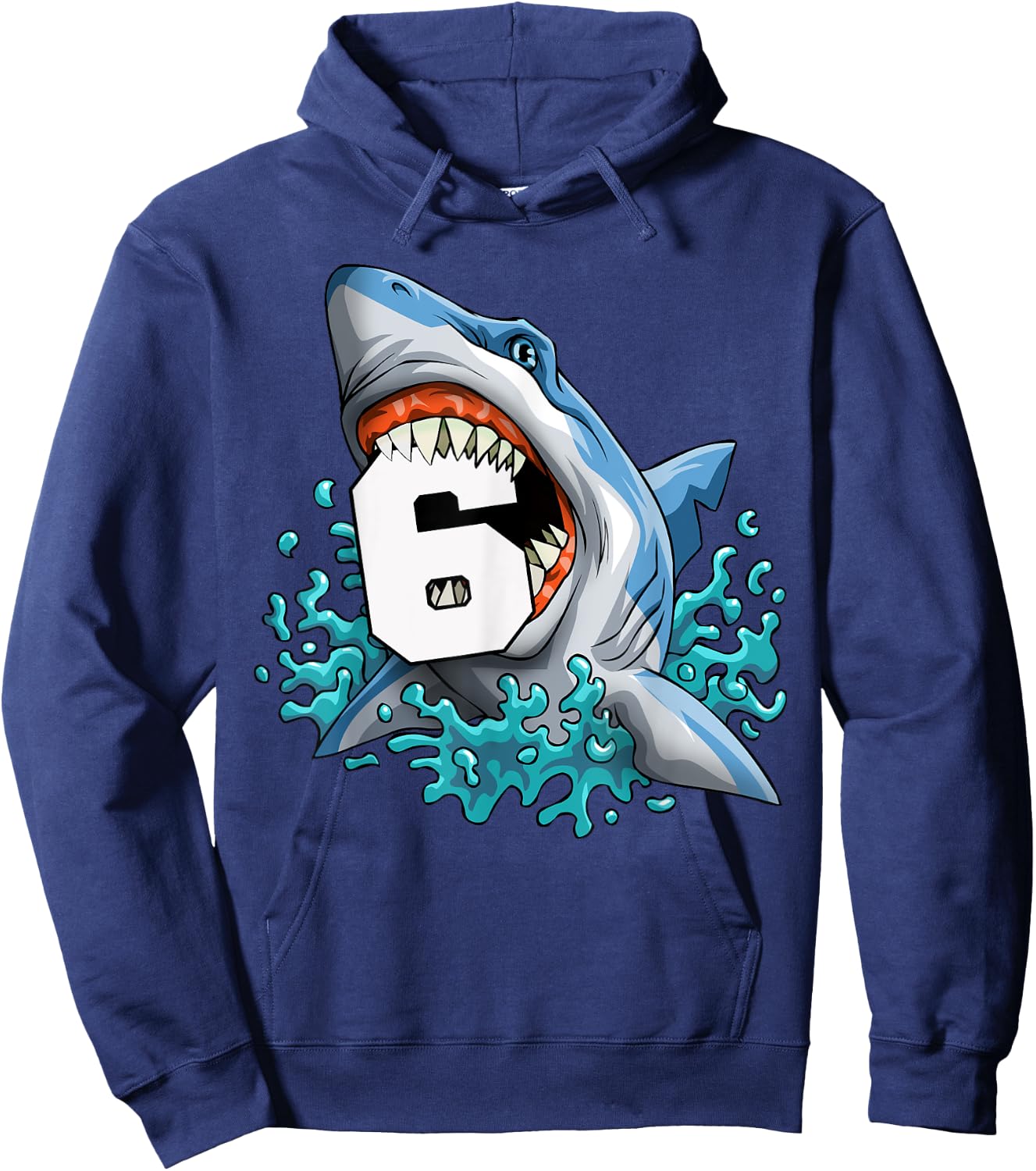 Kids Shark 6th Birthday Boys Funny Shark 6 yrs Old Birthday Hoodie - Hoodie | Navy