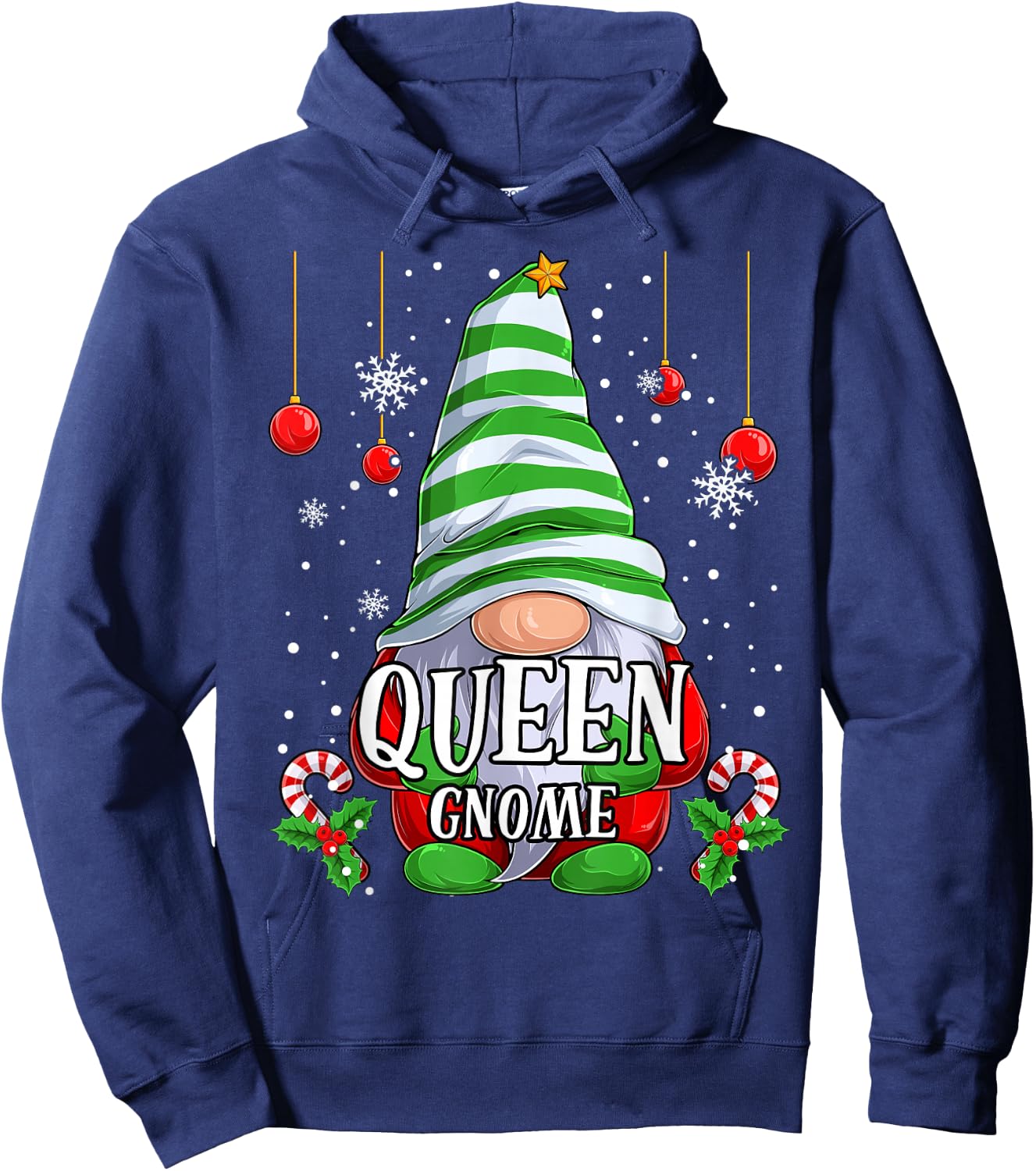 Queen Gnome christmas pajamas matching family group Hoodie - Hoodie | Navy