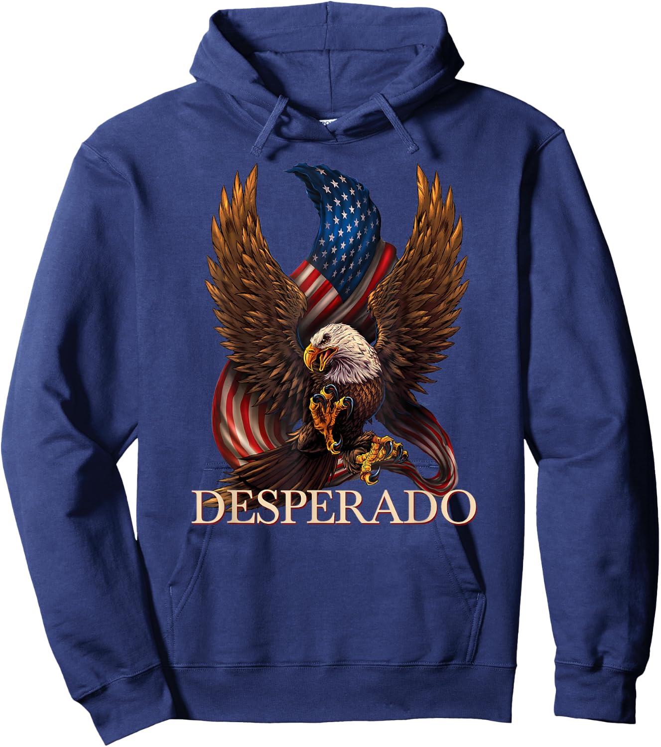 Desperado Cowboy Designs Store Desperado Cowboy Eagle - Black, , Short Sleeve, Letter Print, Modern, Casual Hoodie - Hoodie | Navy