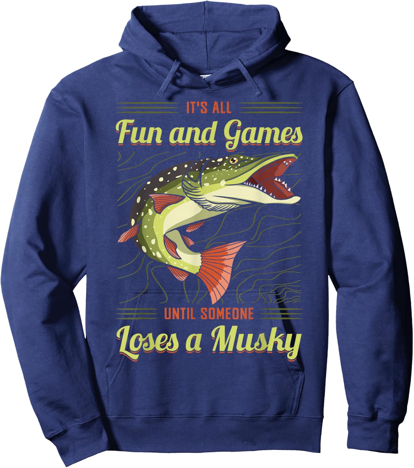Musky Fishing Muskie Lure Fish Hunting Muskellunge Hoodie - Hoodie | Navy