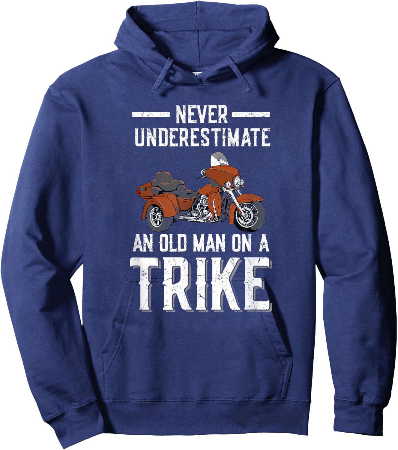 Trike Motorcycle Accessories & Triker Gifts -Adults Black Small Classic Fit Crew Collar Short Sleeve Hoodie - Hoodie | Navy