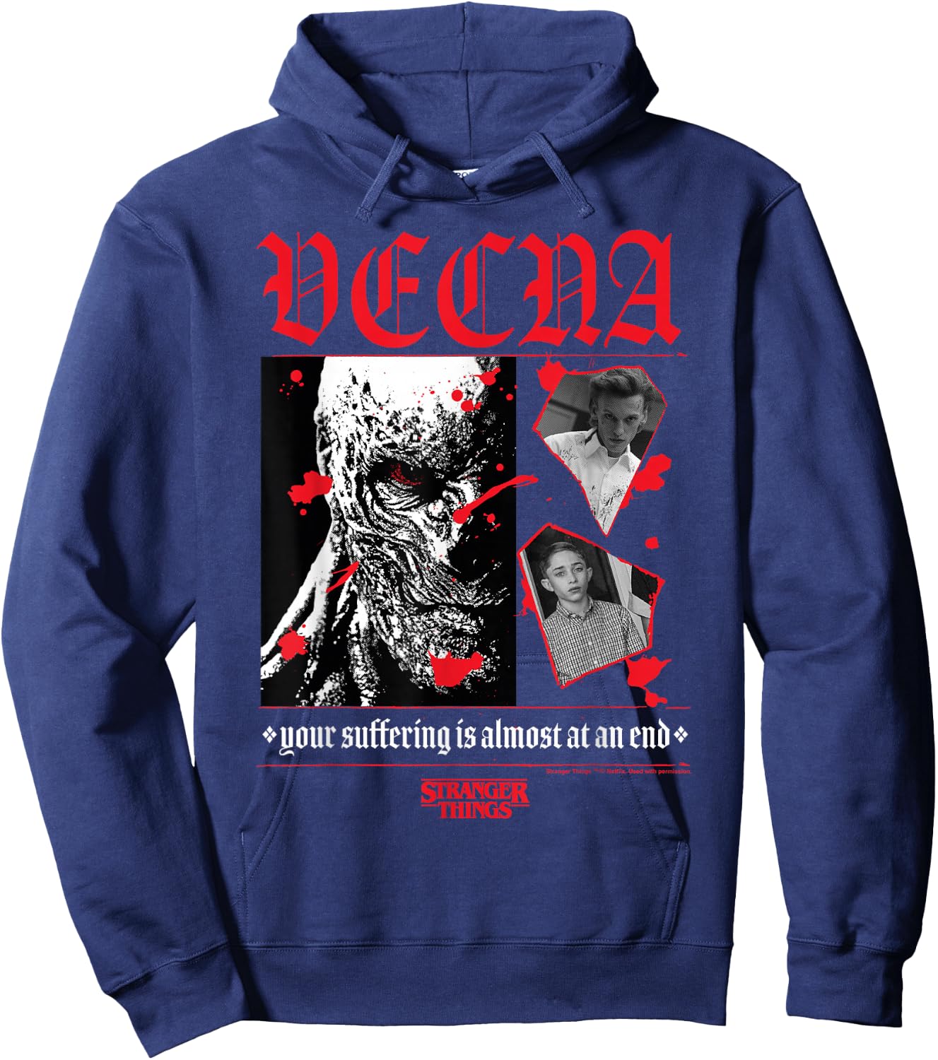 Gothic Quote Stranger Things Vecna Henry Creel , Black, S Hoodie - Hoodie | Navy