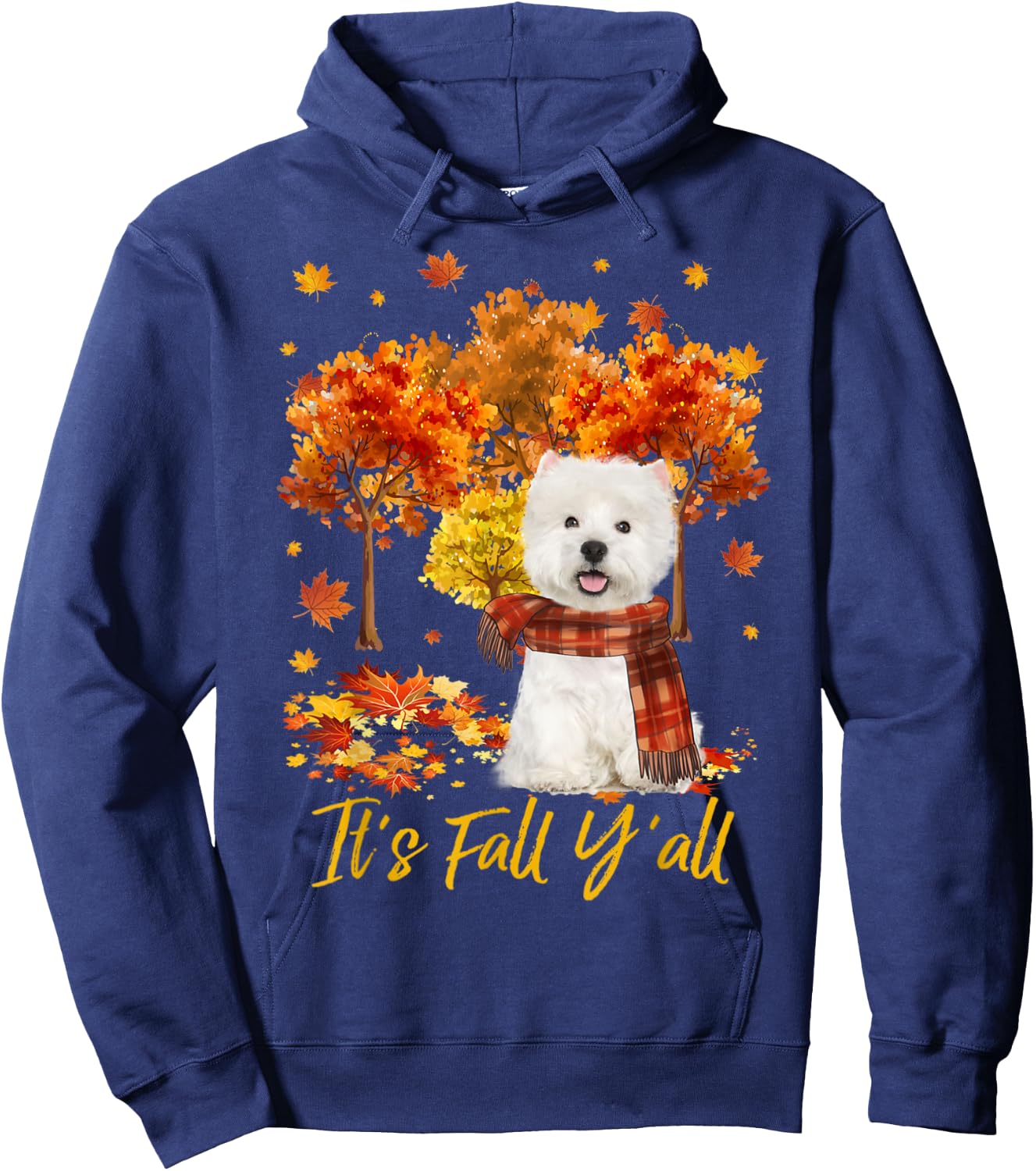 It's Fall Y'all Westie Dog Tree Pumpkin Fall Autumn Hoodie - Hoodie | Navy