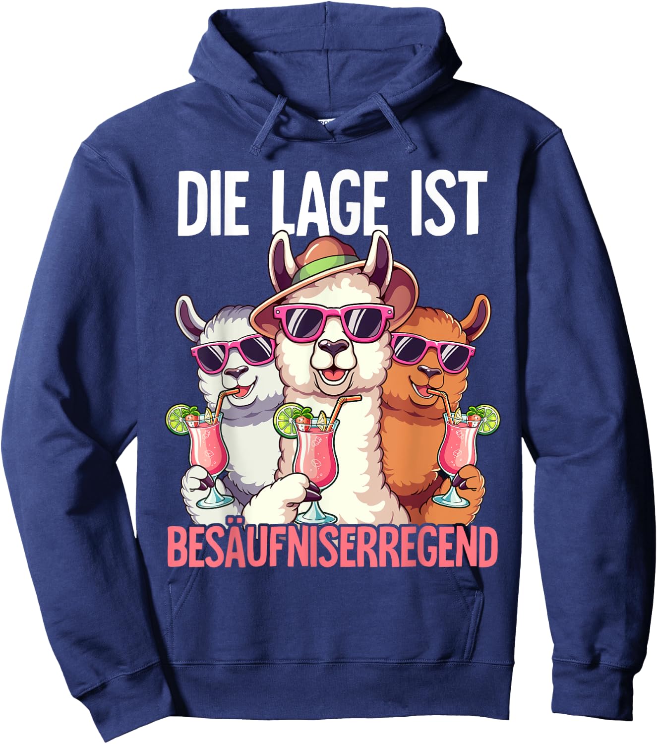with German Text "Die Lage Ist Besäufniserregend, black Hoodie - Hoodie | Navy