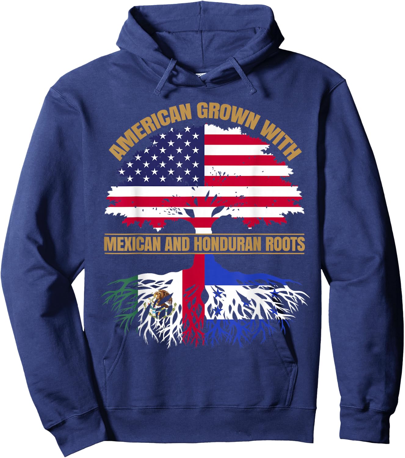 Heritage American Grown with Mexican Honduran Roots Hoodie - Hoodie | Navy