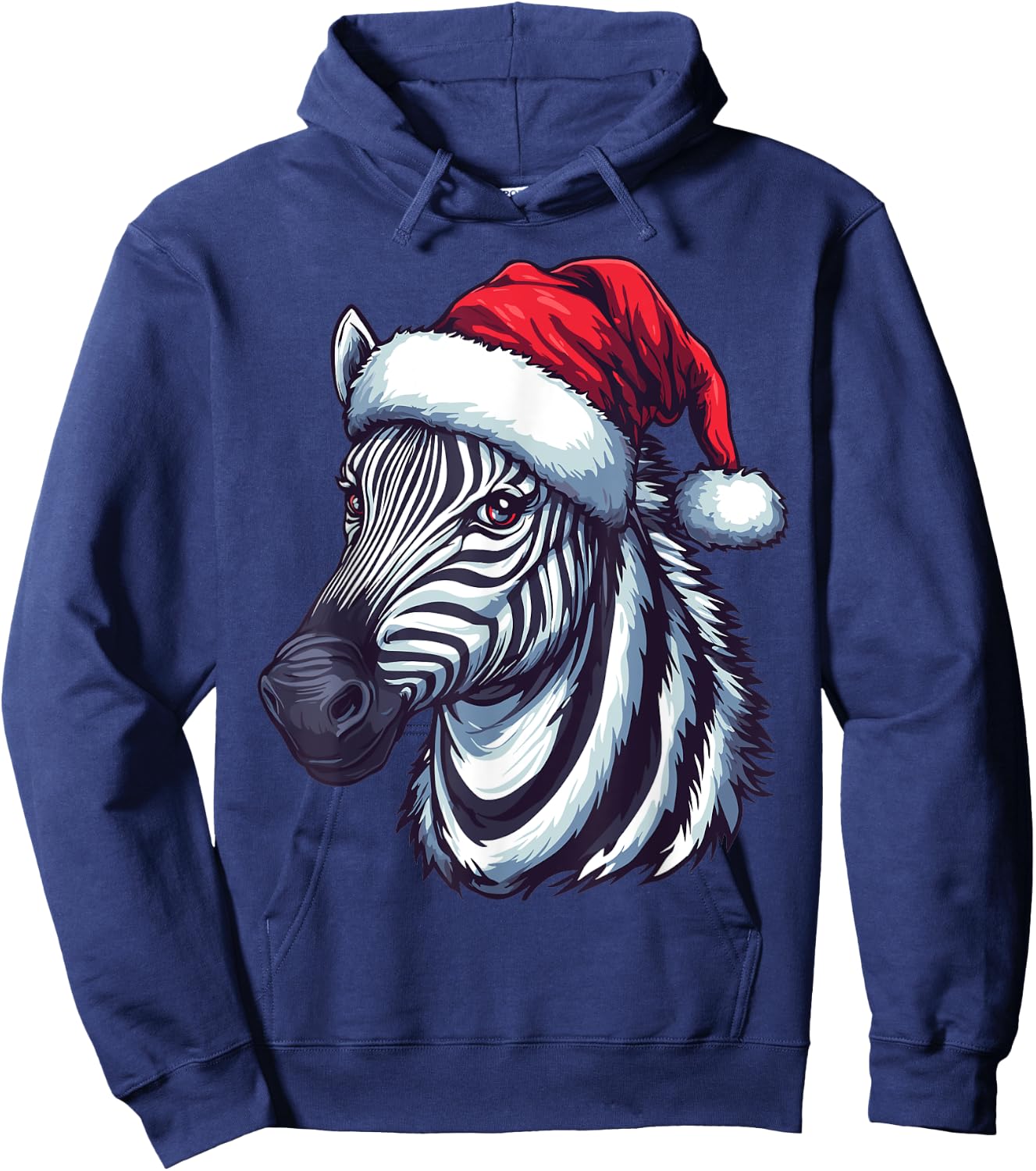 Zebra Santa Hat Funny Xmas Zebra Lovers Christmas Pajama Hoodie - Hoodie | Navy