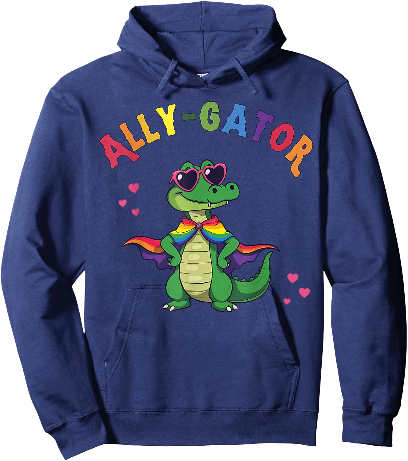 Ally Gator Pride LGBT Rainbow Flag Funny Alligator Men Women Hoodie - Hoodie | Navy