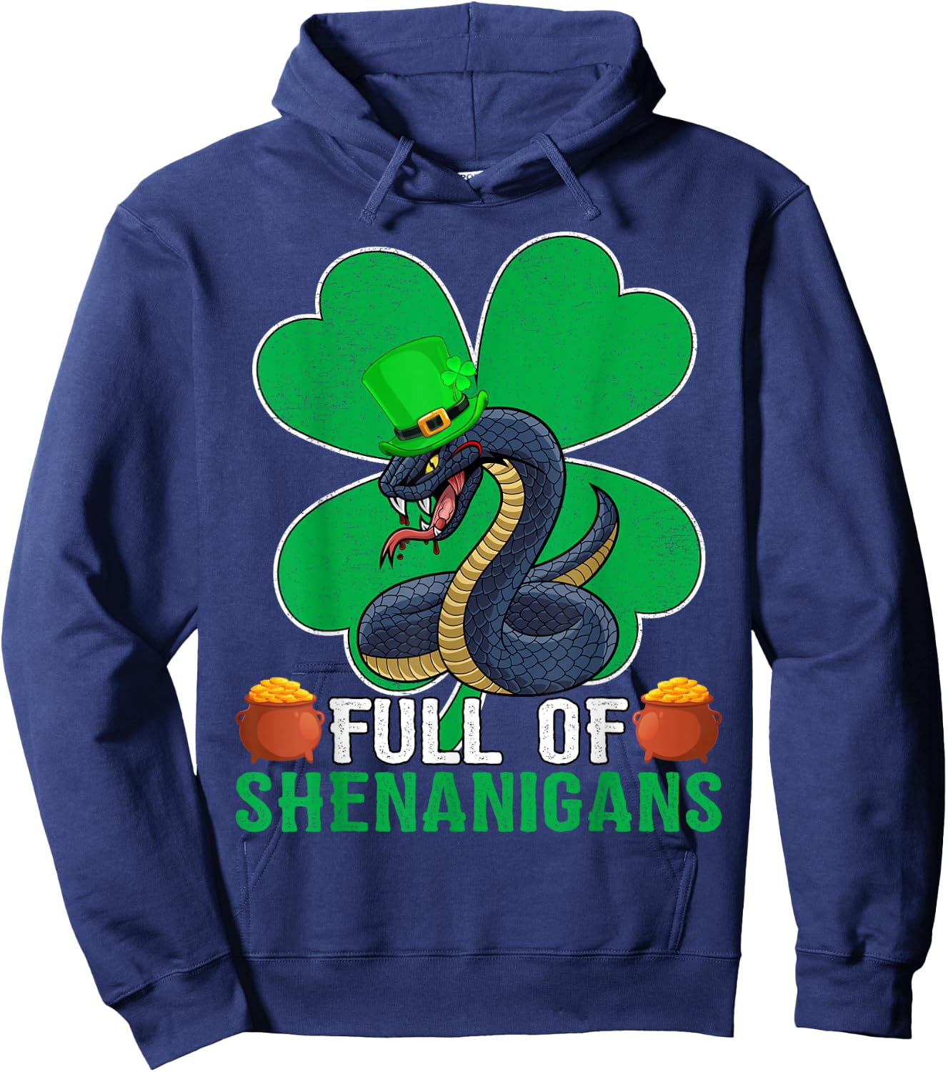 Full Of Shenanigans Leprechaun Snake St. Patrick's Day Hoodie - Hoodie | Navy