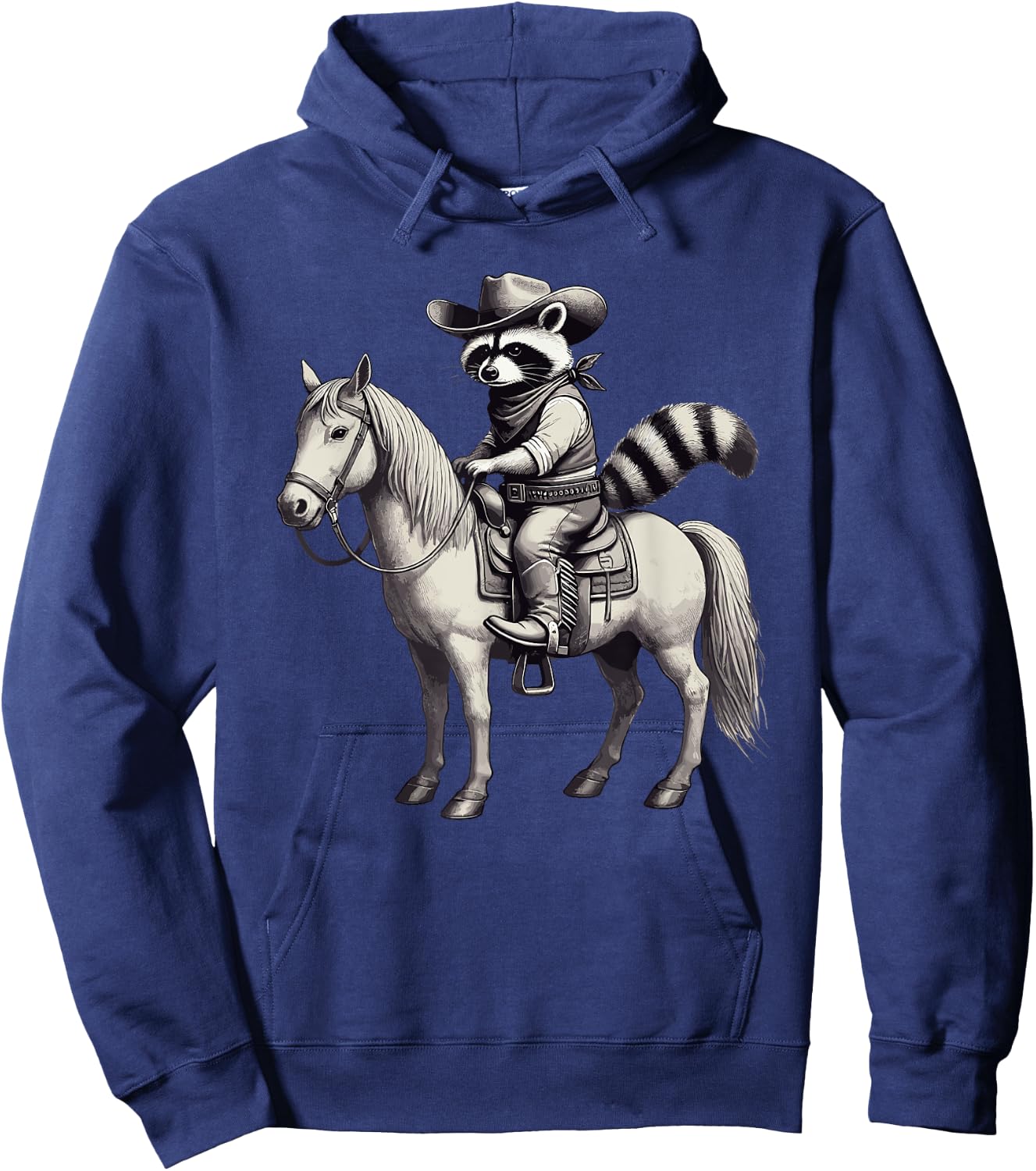 Raccoon Cowboy Vintage, Hat & Horse, Cowgirl, Funny Western Hoodie - Hoodie | Navy