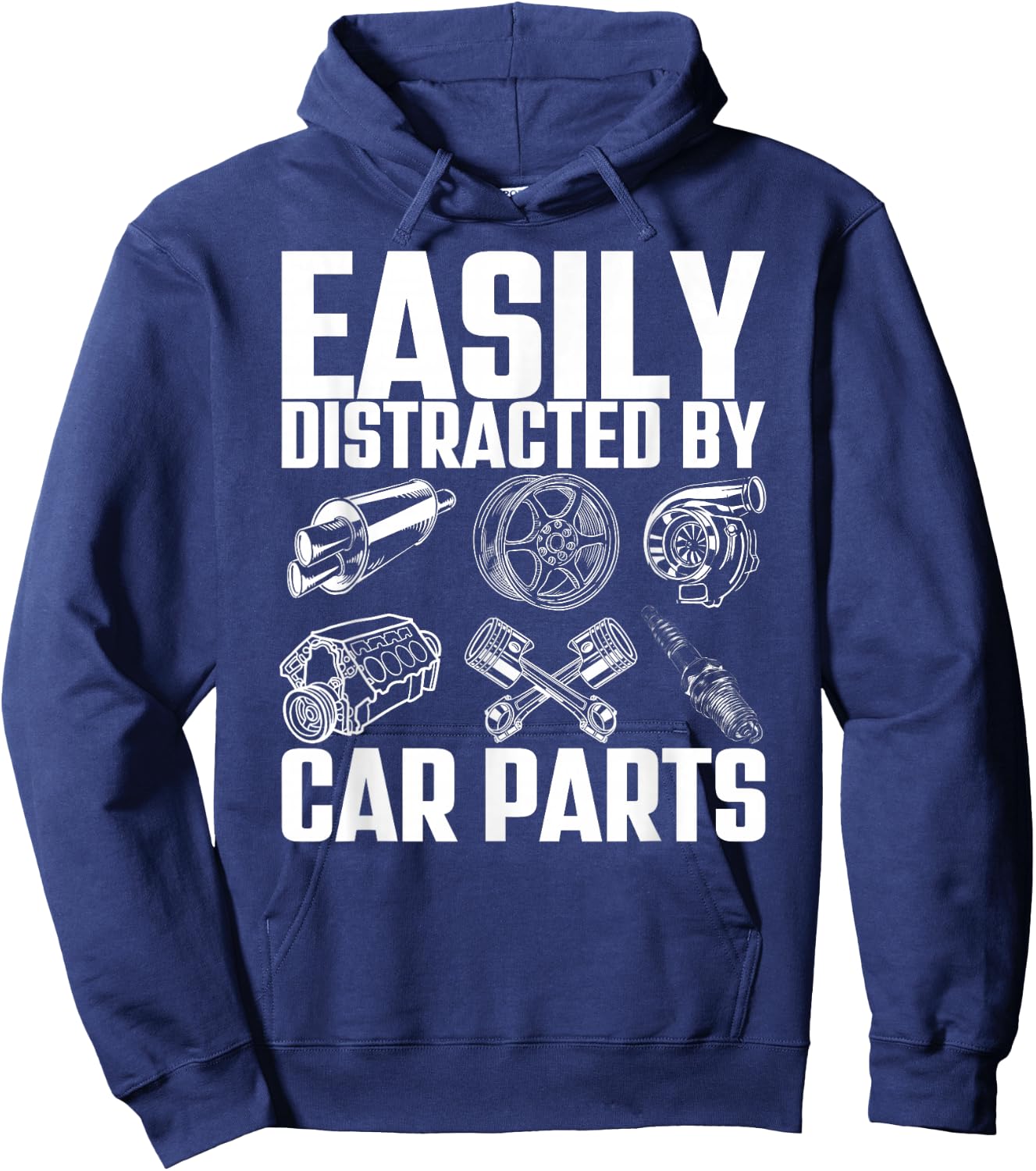 Easily Distracted By Car Parts Funny Car Mechanic Hoodie - Hoodie | Navy