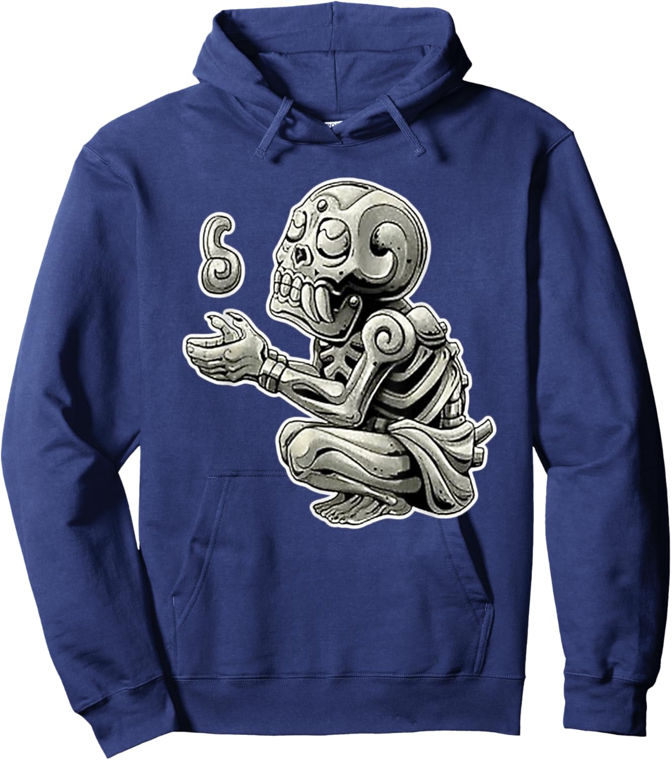 Mictlantecuhtli Aztec god of Death Mayan Blackwork Hoodie - Hoodie | Navy