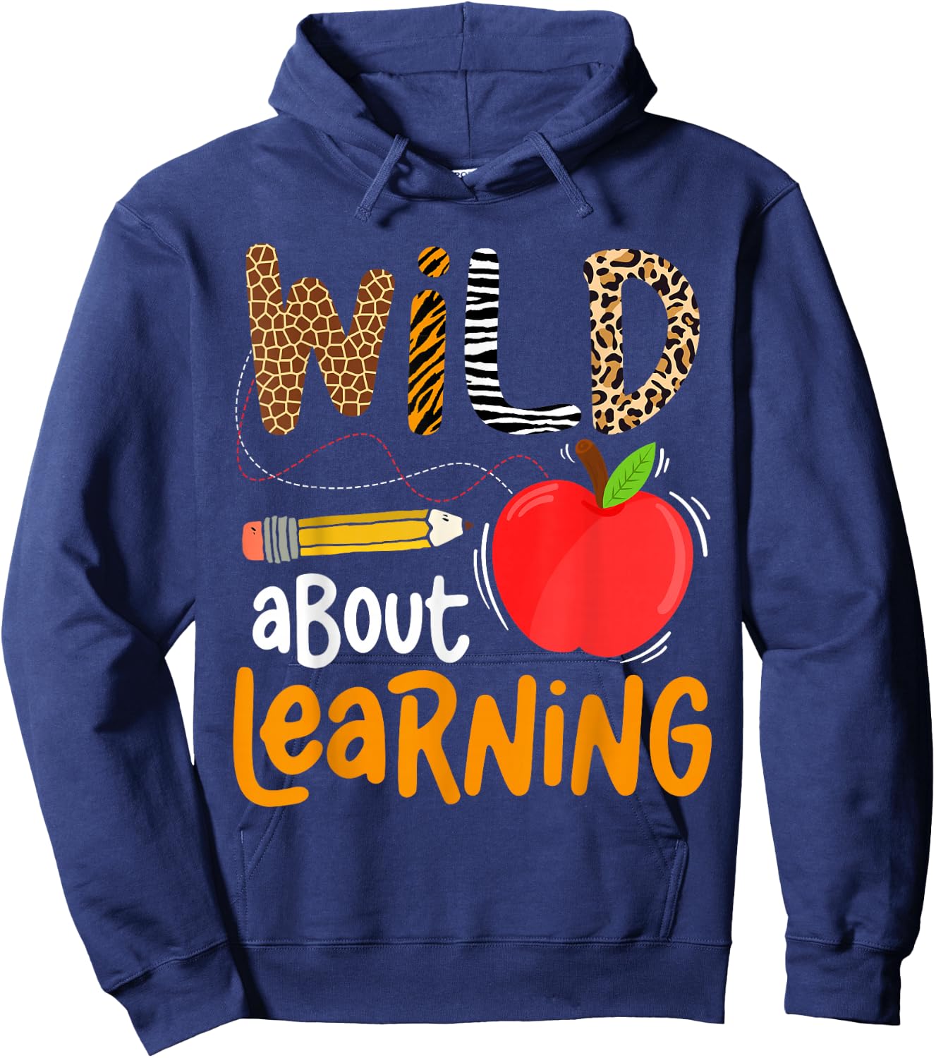 Wild About Learning Back to School Leopard Teacher Student Hoodie - Hoodie | Navy