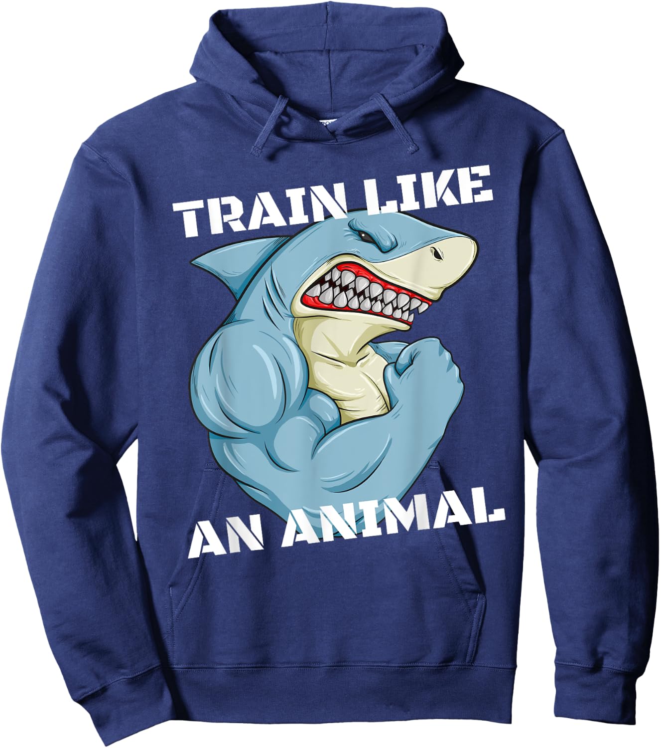 Train Like An Animal Shark Weightlifting Muscle Fitness Hoodie - Hoodie | Navy