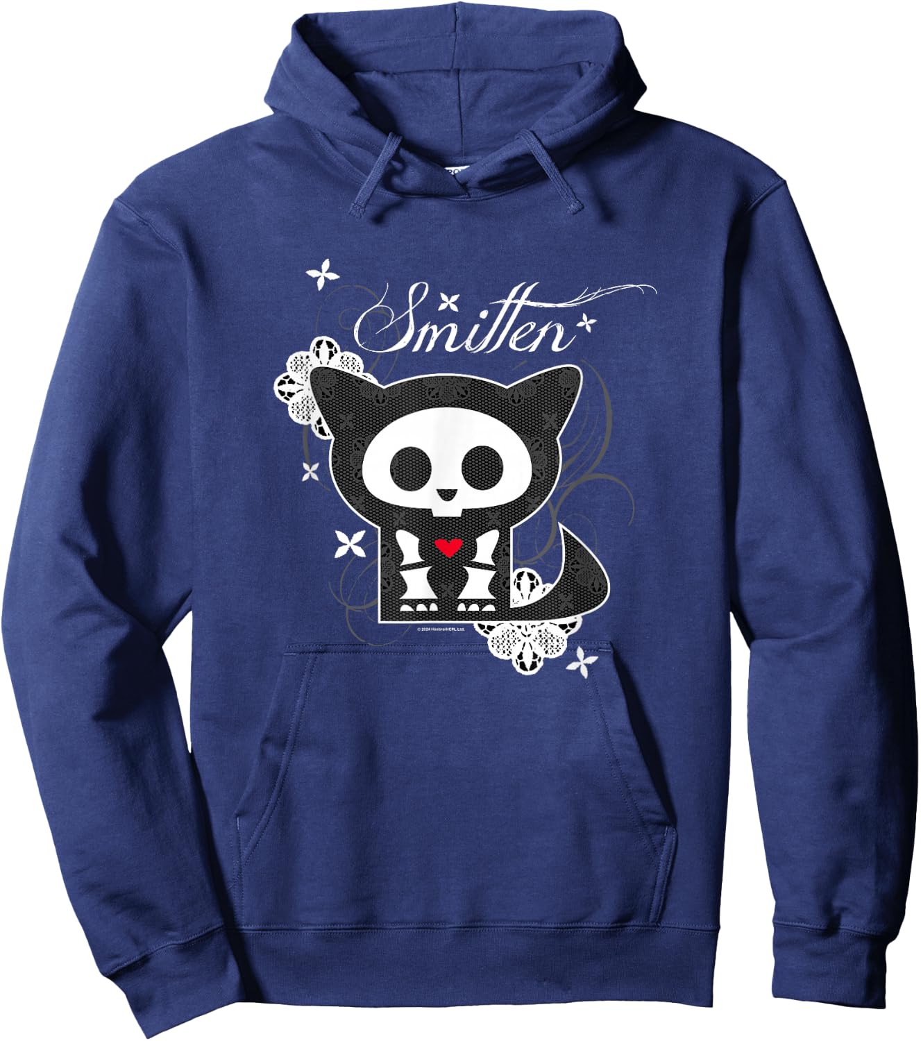Skelanimals Kit The Cat Smitten Lace Floral Portrait Logo Hoodie - Hoodie | Navy