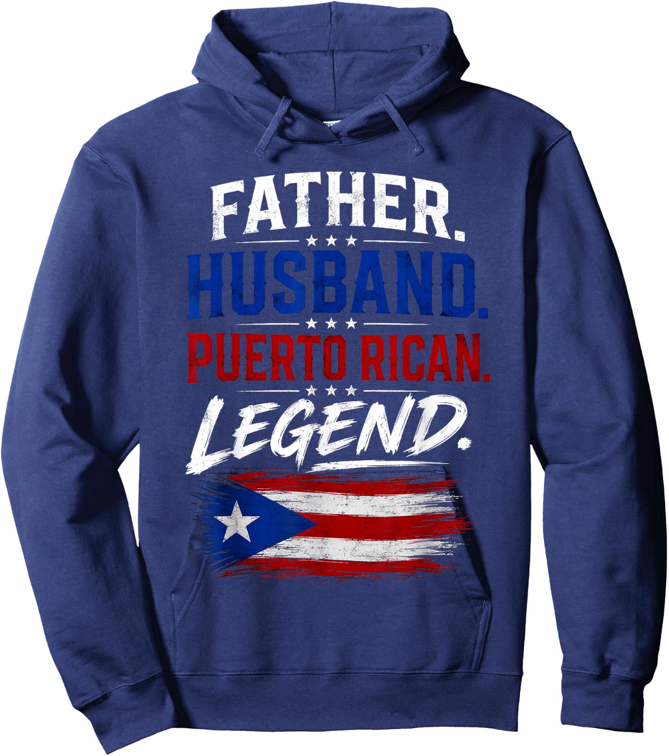 Father Husband Puerto Rican Legend Proud Dad Rico Flag Hoodie - Hoodie | Navy