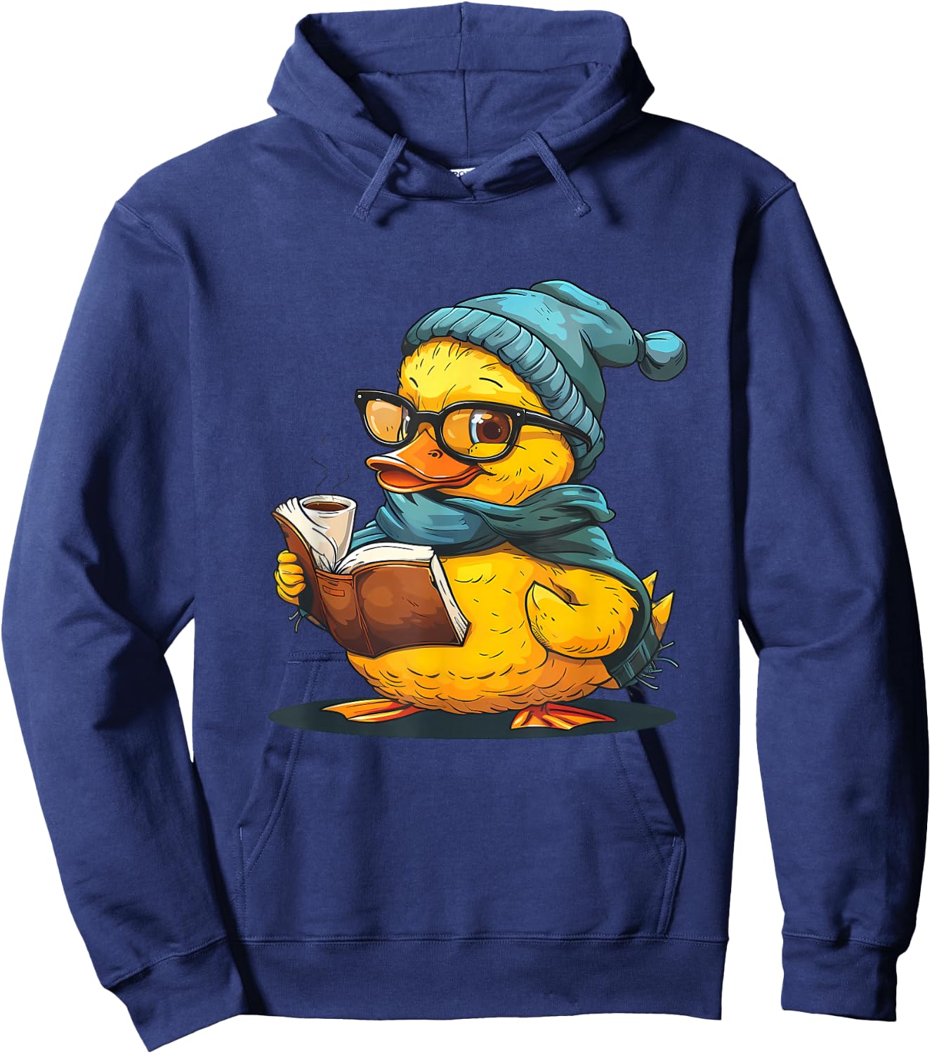 Rubber Duck Reading Book Rubber Duckie Reader Coffee Lover Hoodie - Hoodie | Navy