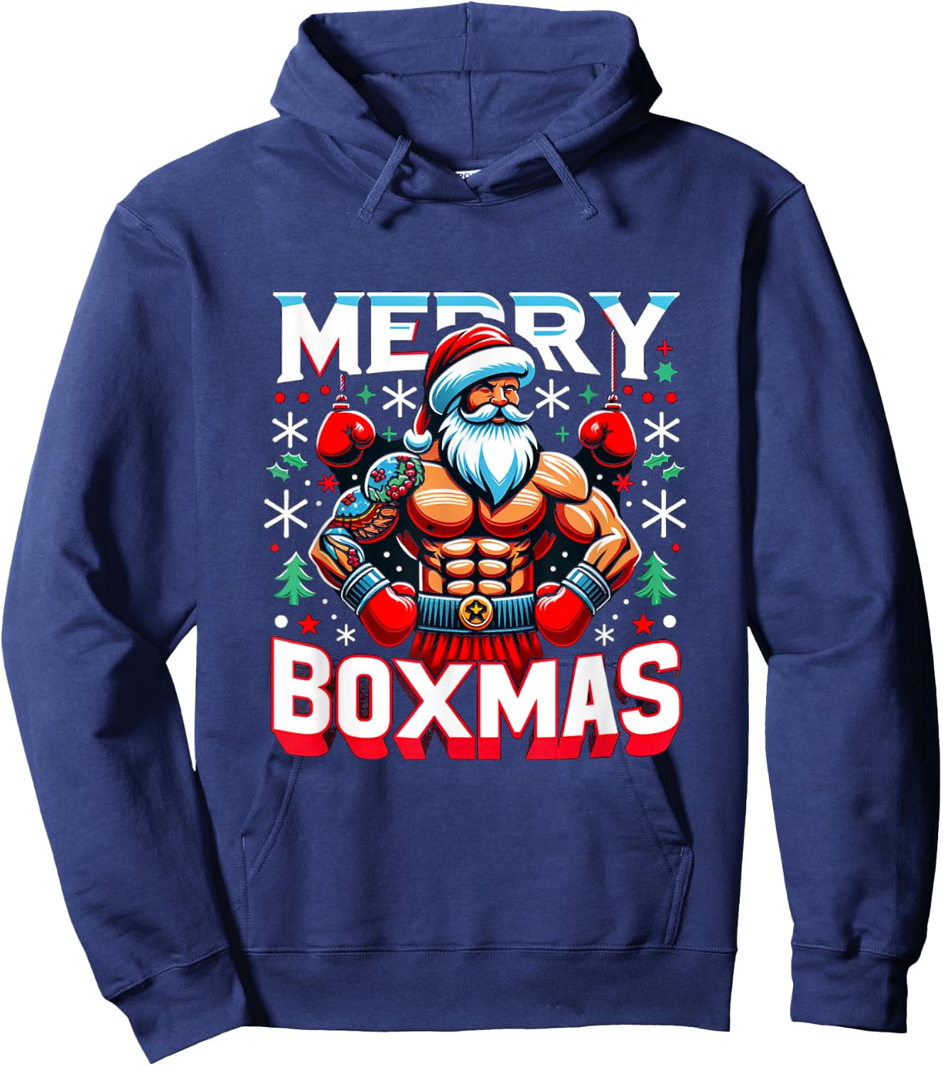 Merry Boxmas Boxer Christmas Santa Boxing Xmas Hoodie - Hoodie | Navy