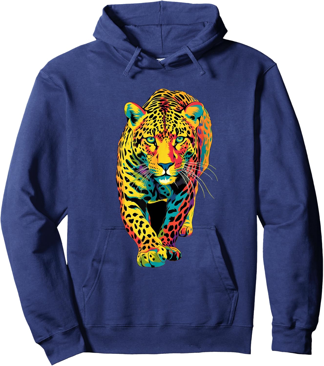 Colorful Rainbow Jaguar Abstract Graphic Hoodie - Hoodie | Navy
