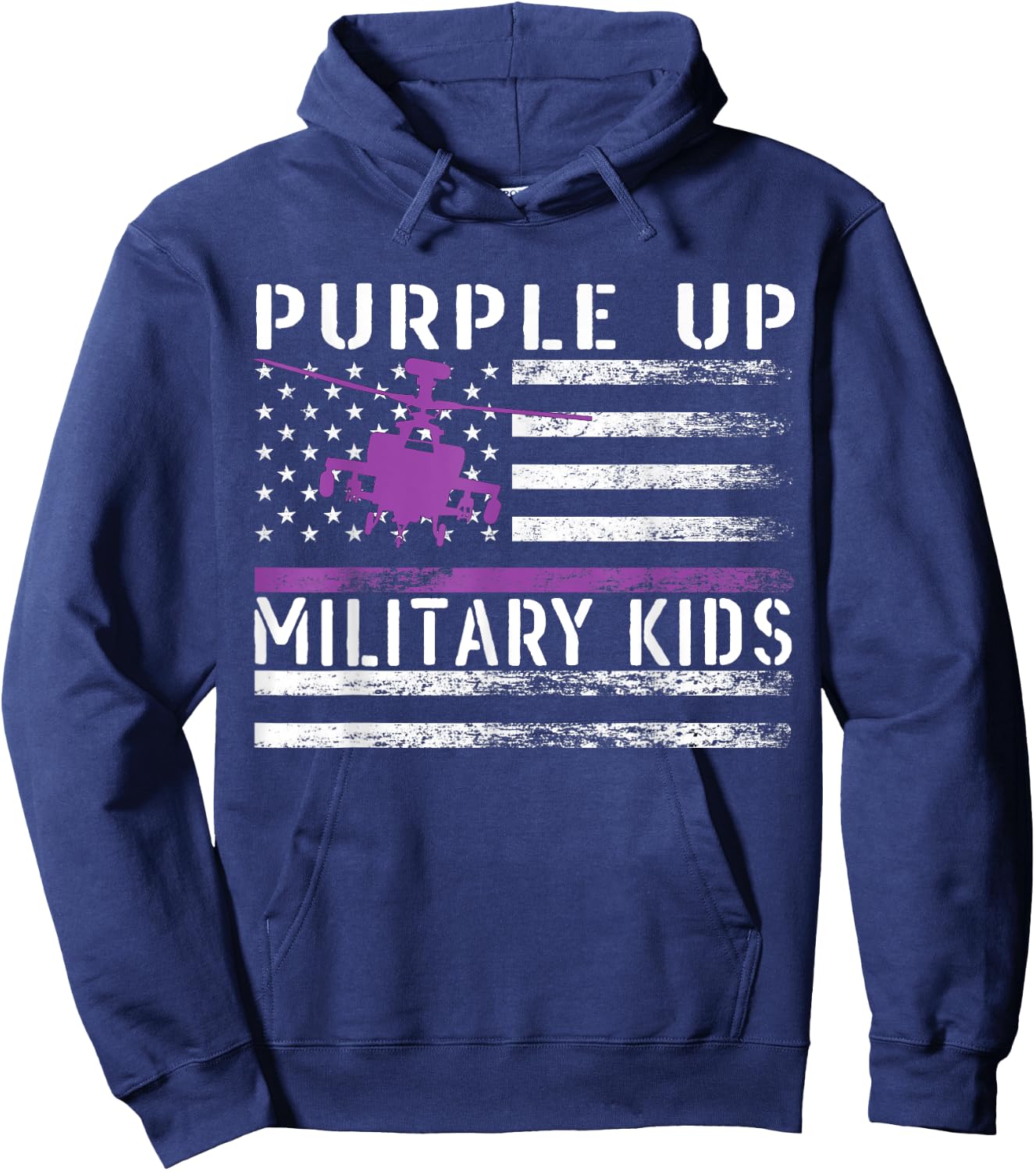 Purple Up Military Kids Helicopter Pilot Military Child Flag Hoodie - Hoodie | Navy
