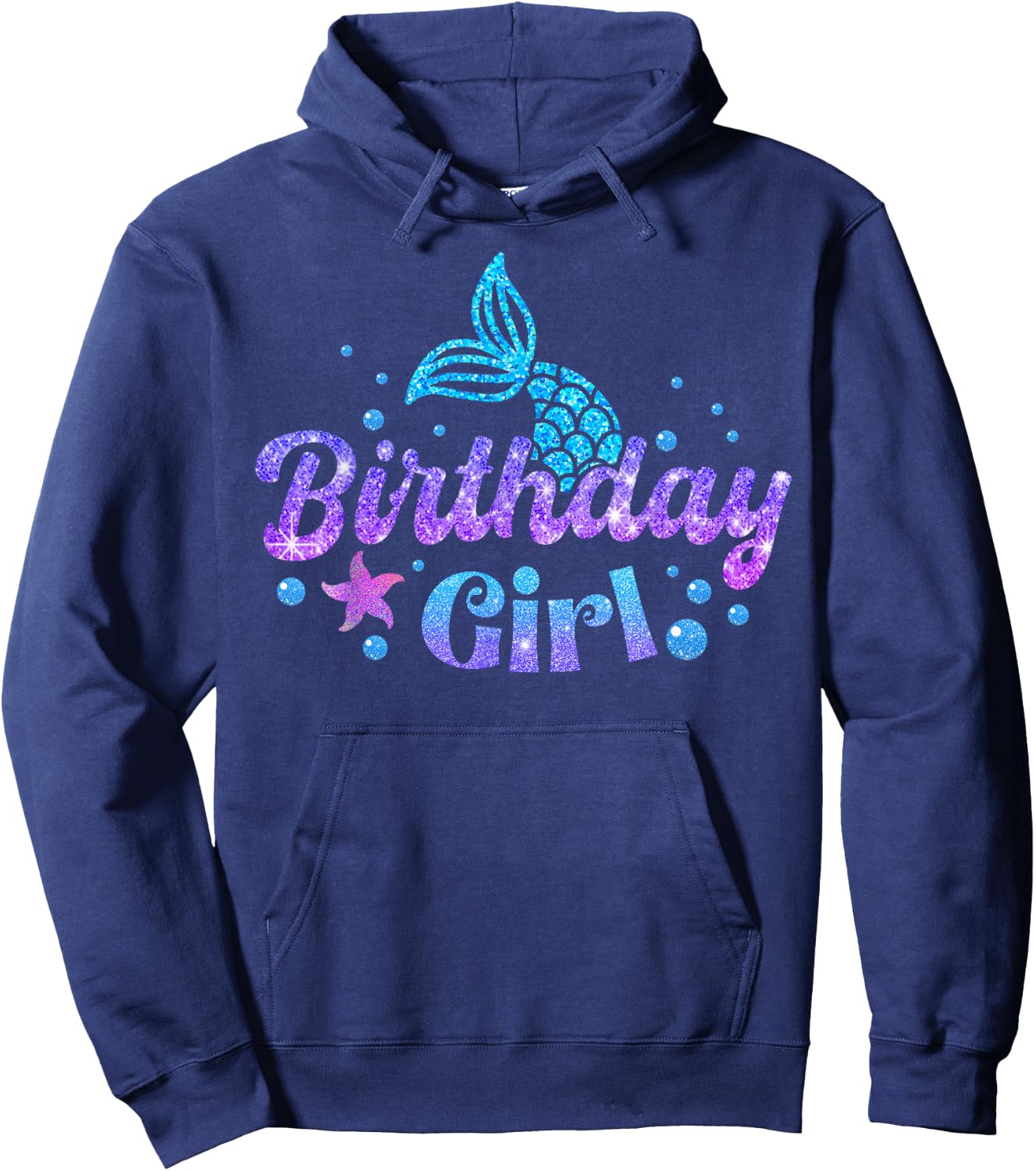 Mermaid Birthday Girls 1st 2nd 3rd 4th 5th BDay Kid Toddler Hoodie - Hoodie | Navy