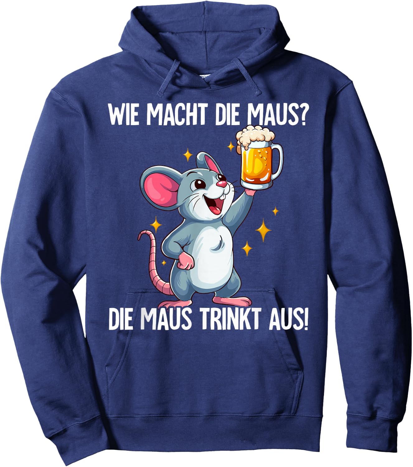 with German Text "Wie Macht Die, black Hoodie - Hoodie | Navy
