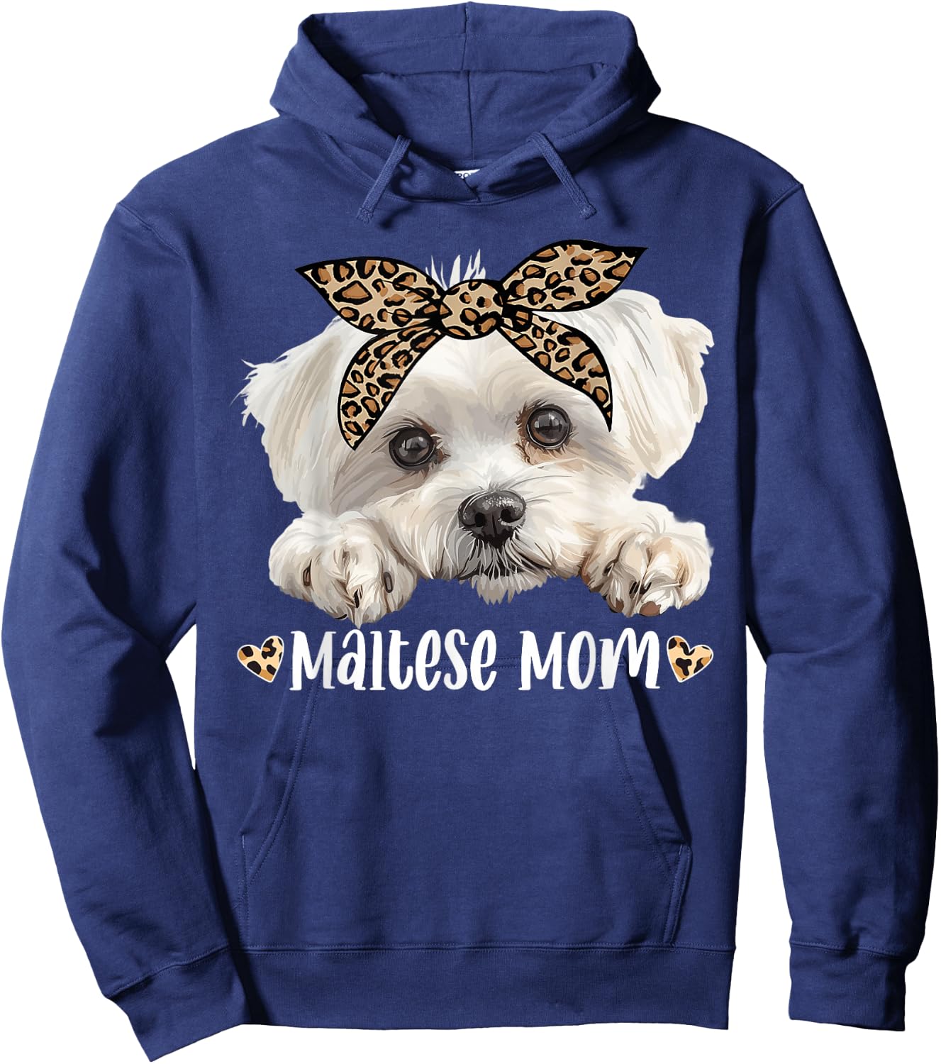Cute Maltese Mom Leopard Mama Dog Lovers Funny Mother’s Day Hoodie - Hoodie | Navy