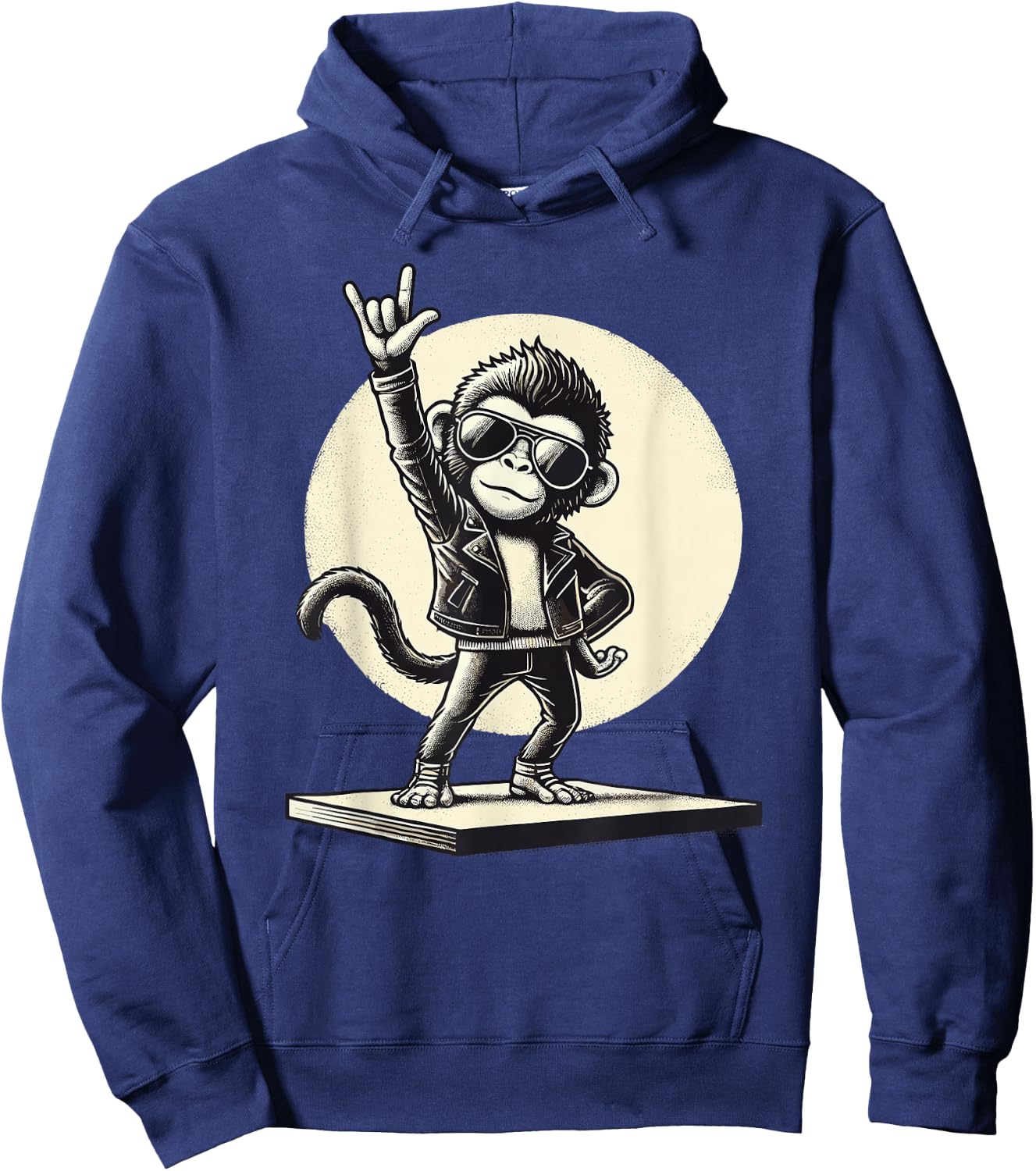 Rock Music, Funny Monkey, Rocker & Rock Hand, Heavy Metal Hoodie - Hoodie | Navy