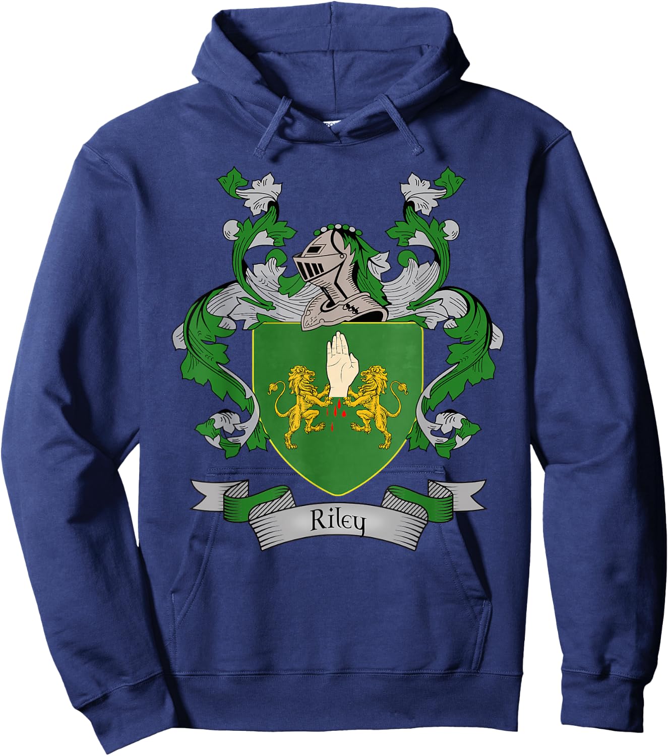 Riley Coat of Arms | Riley Surname Family Crest Hoodie - Hoodie | Navy