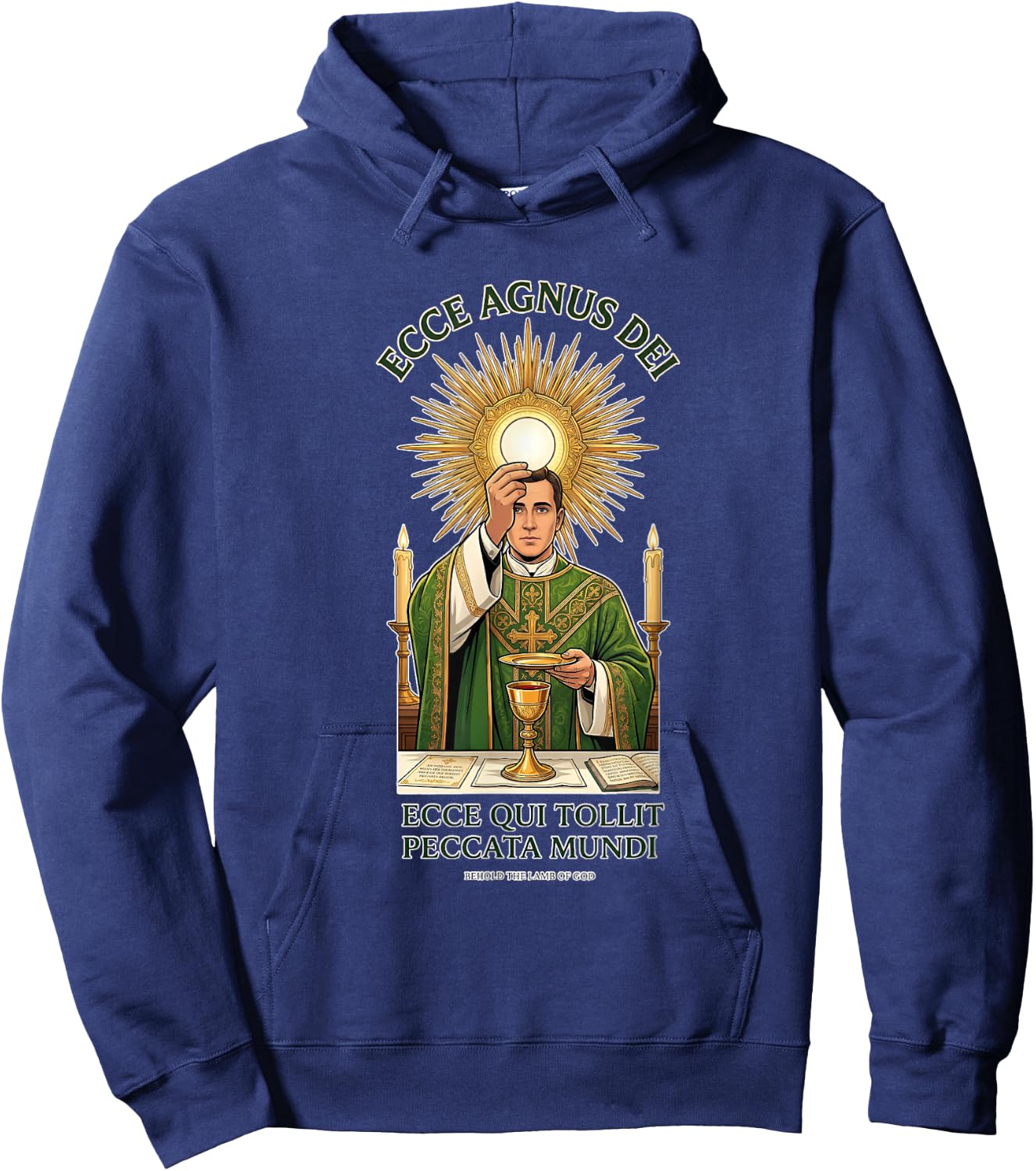 Consécration eucharistique Traditionnelle Latine Messe Catholique Hoodie - Hoodie | Navy