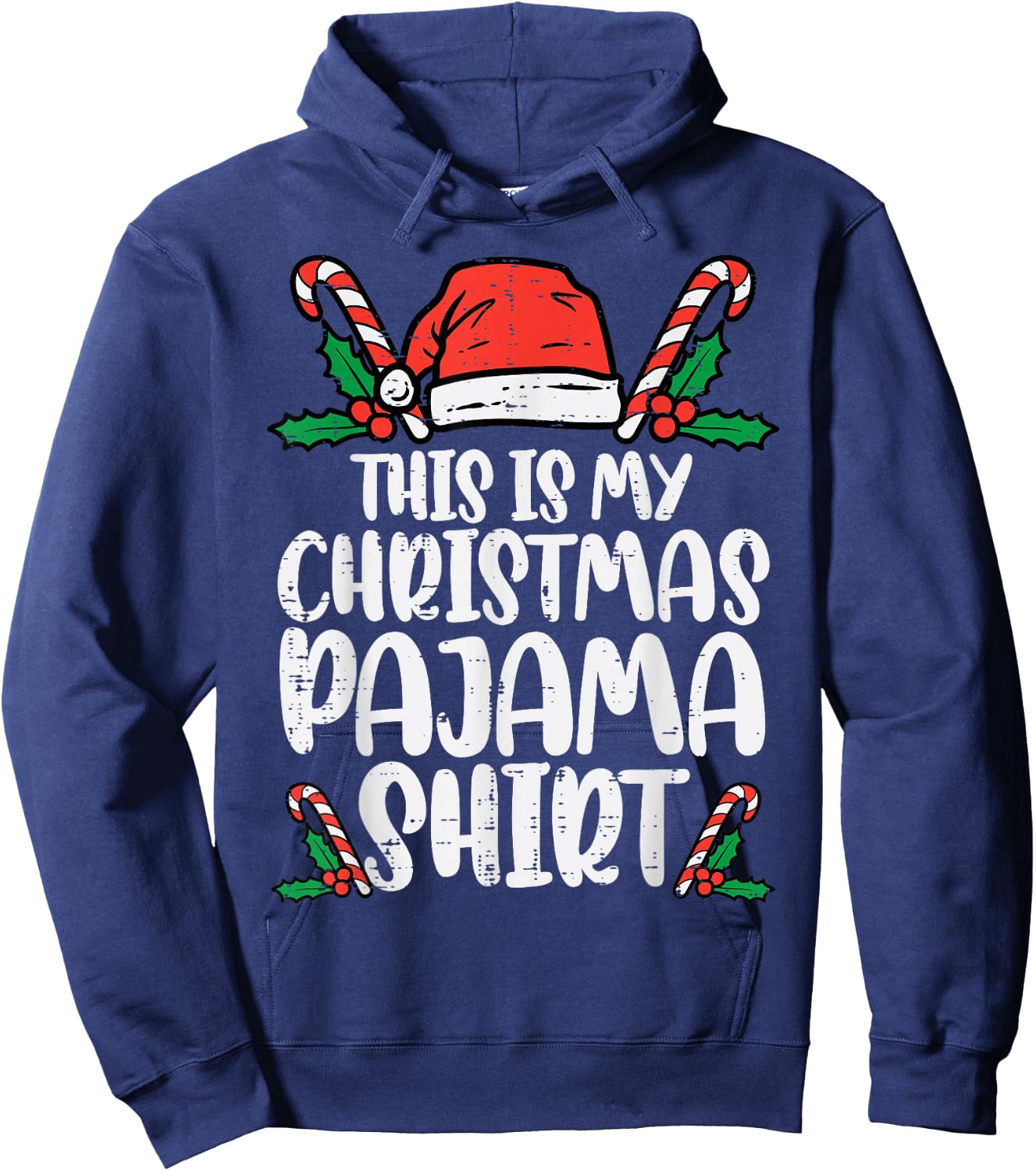This Is My Christmas Pajama Shirt Funny Xmas PJs Men Women Hoodie - Hoodie | Navy