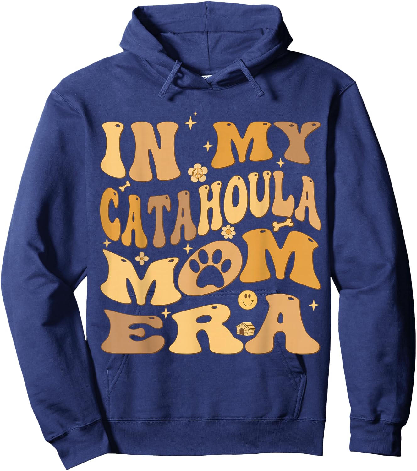 In My Catahoula Mom Era Groovy Catahoula Leopard Dog Owner Hoodie - Hoodie | Navy