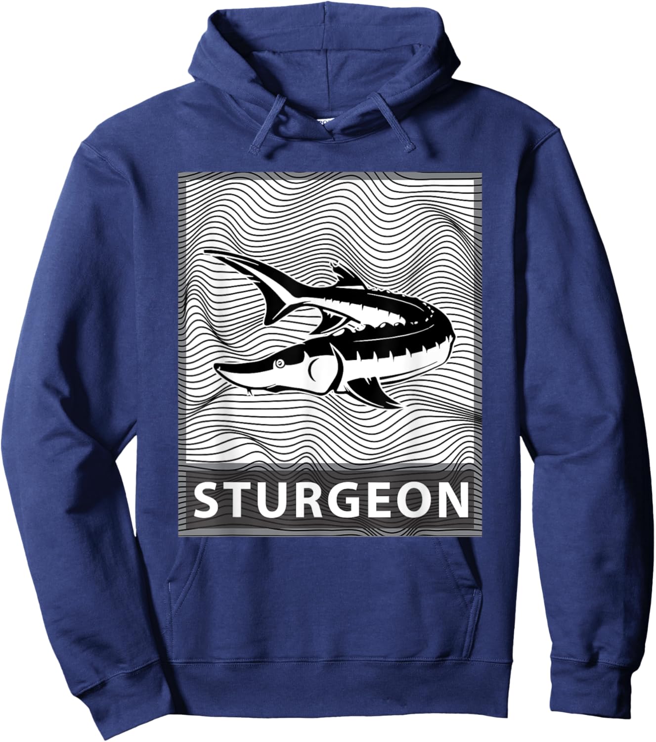 Sturgeon Fish Fisherman T Shirt - Art / Modern Design Hoodie - Hoodie | Navy
