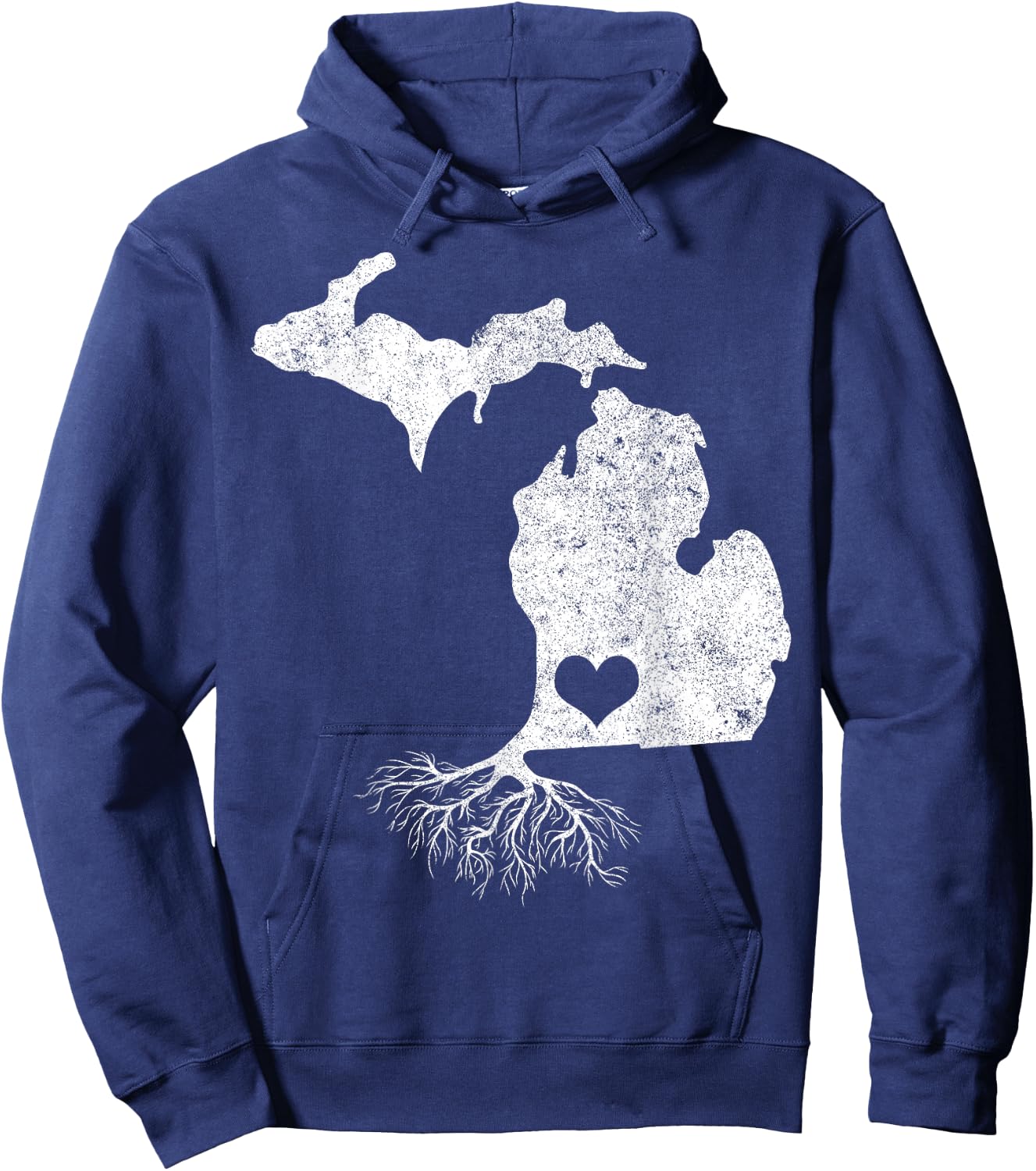 Michigan Roots Shirt: I Love Michigan With Roots Hoodie - Hoodie | Navy