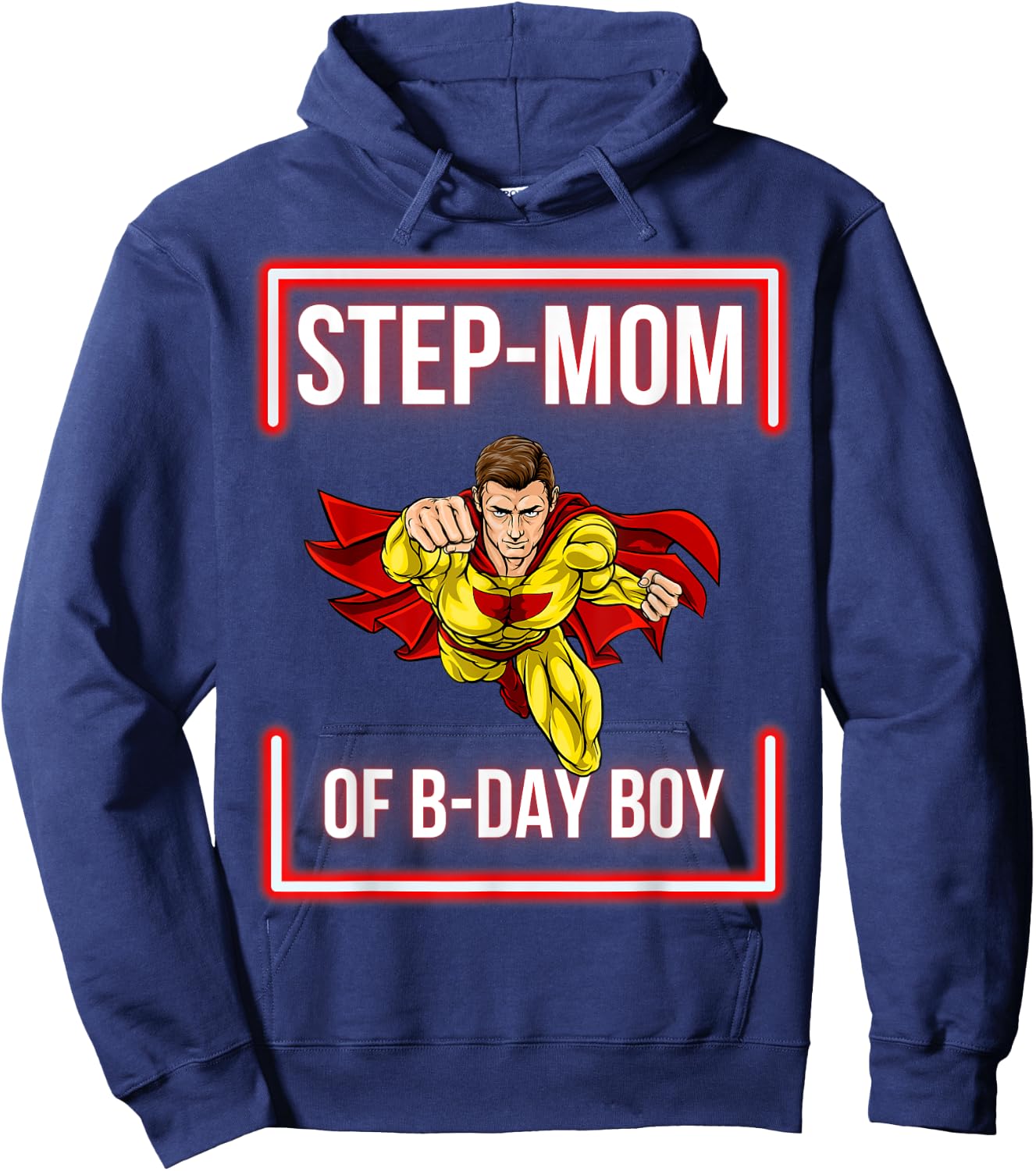 Step-Mom Of The B-Day Boy Superhero Themed Party Family Hoodie - Hoodie | Navy