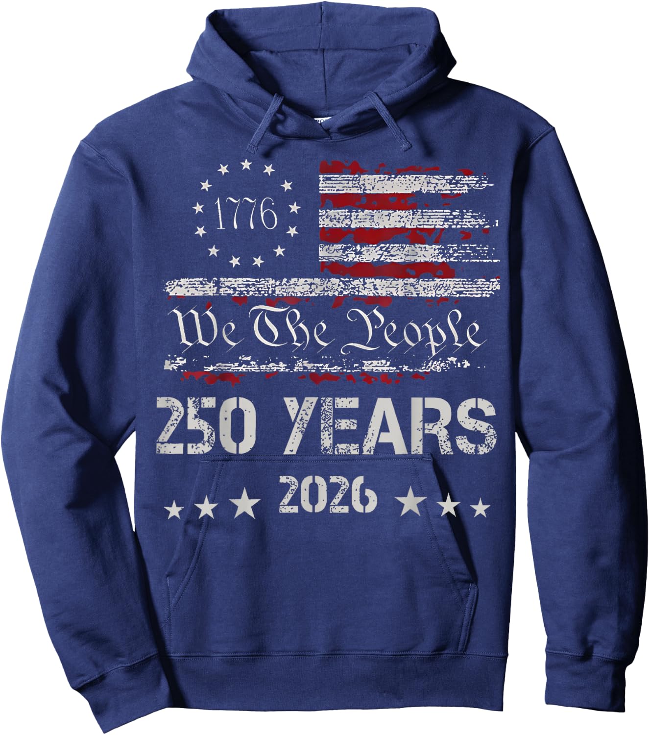 Vintage 250 Years Anniversary USA Flag 4th of July 1776-2026 Hoodie - Hoodie | Navy