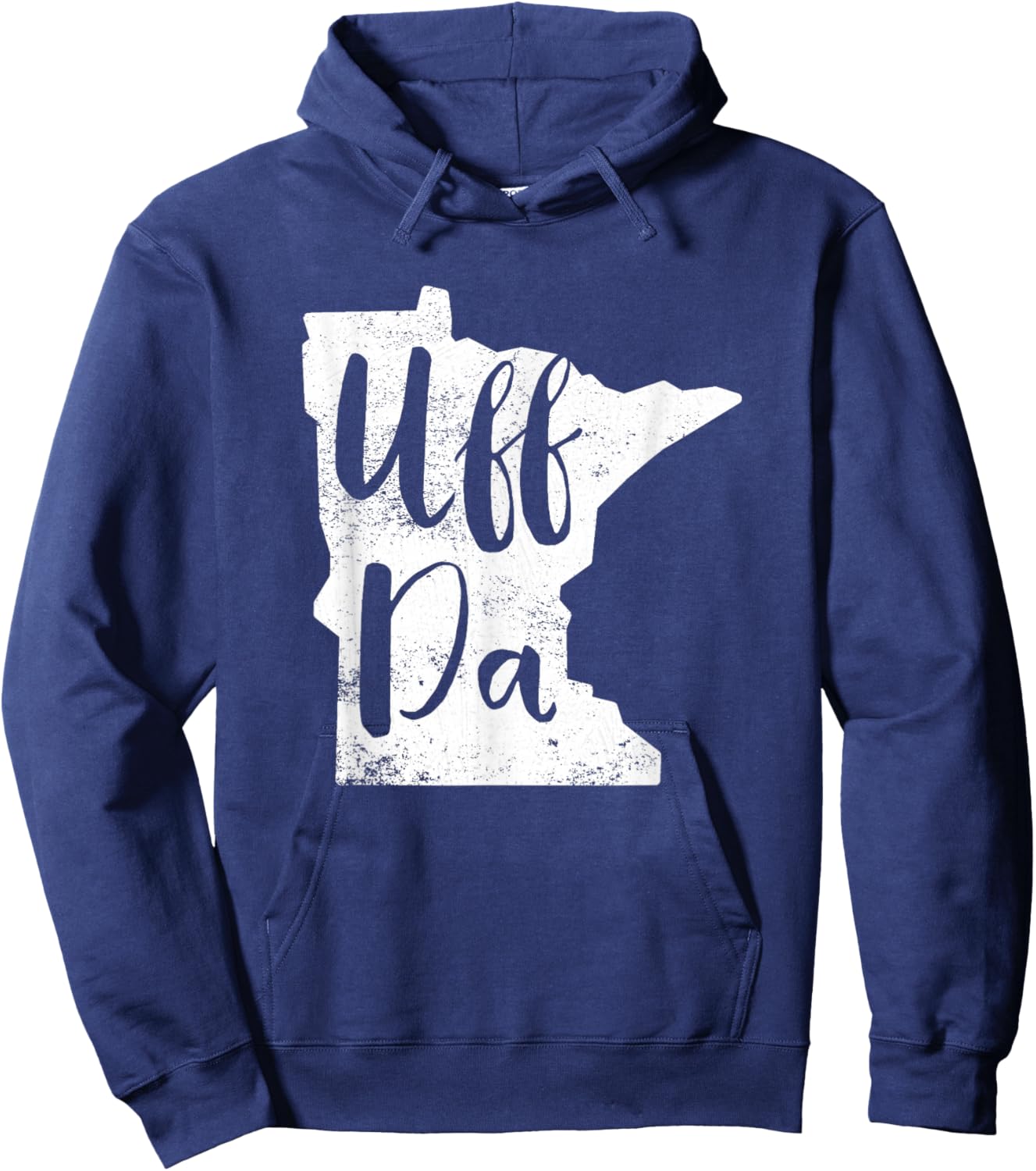 Uff Da Minnesota Map Funny Distressed Hoodie - Hoodie | Navy