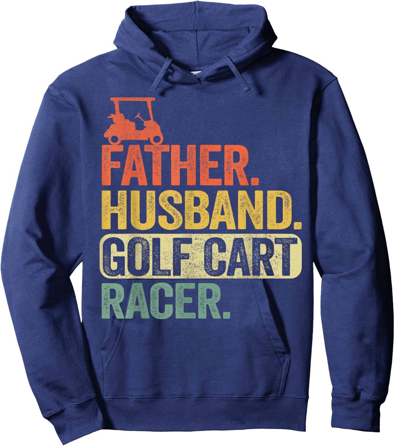 Father Husband Golf Cart Racer Vintage Funny Golfing Hoodie - Hoodie | Navy