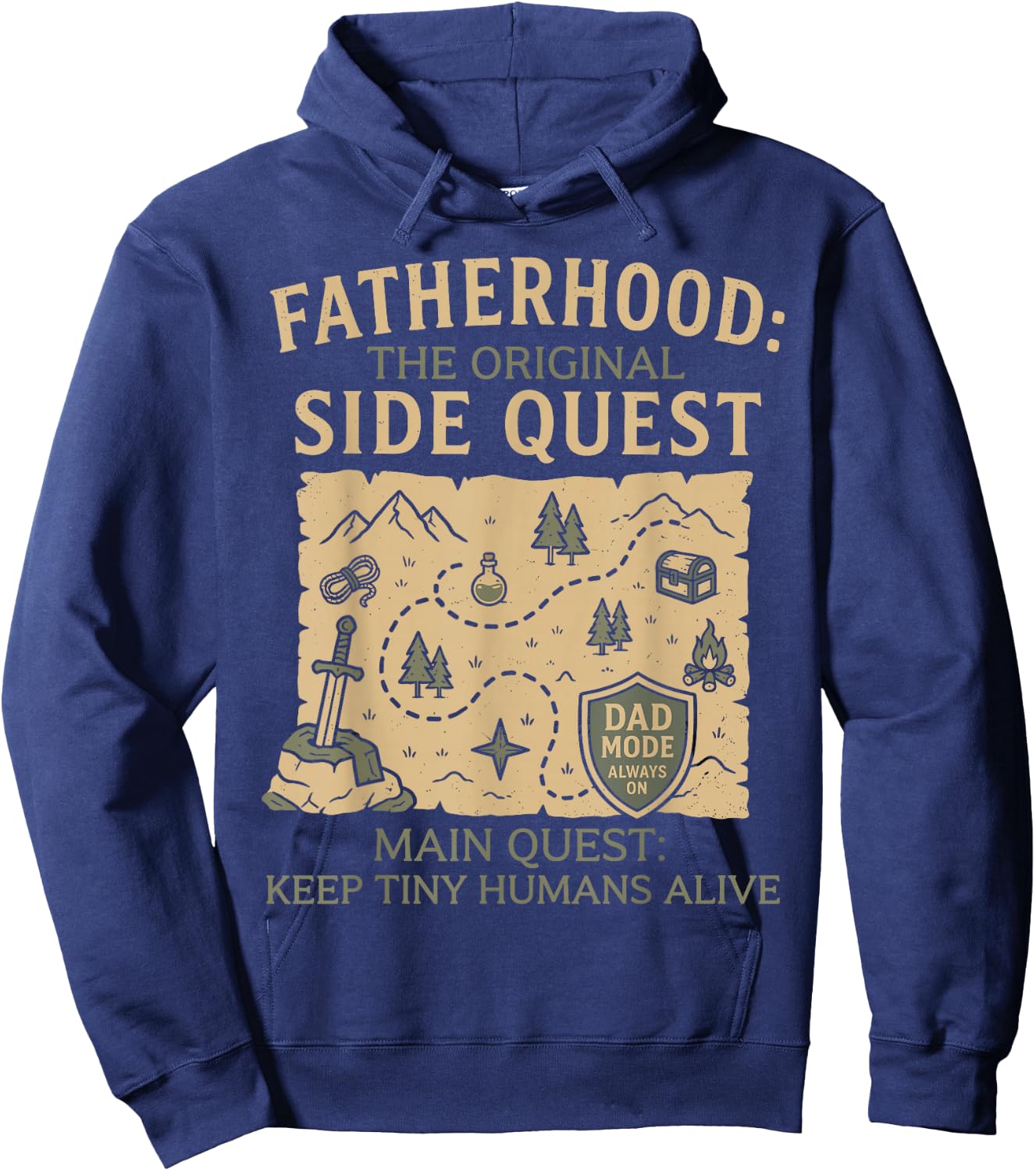 Funny Gamer Dad Fatherhood Side Quest Father's Day RPG Dad Hoodie - Hoodie | Navy