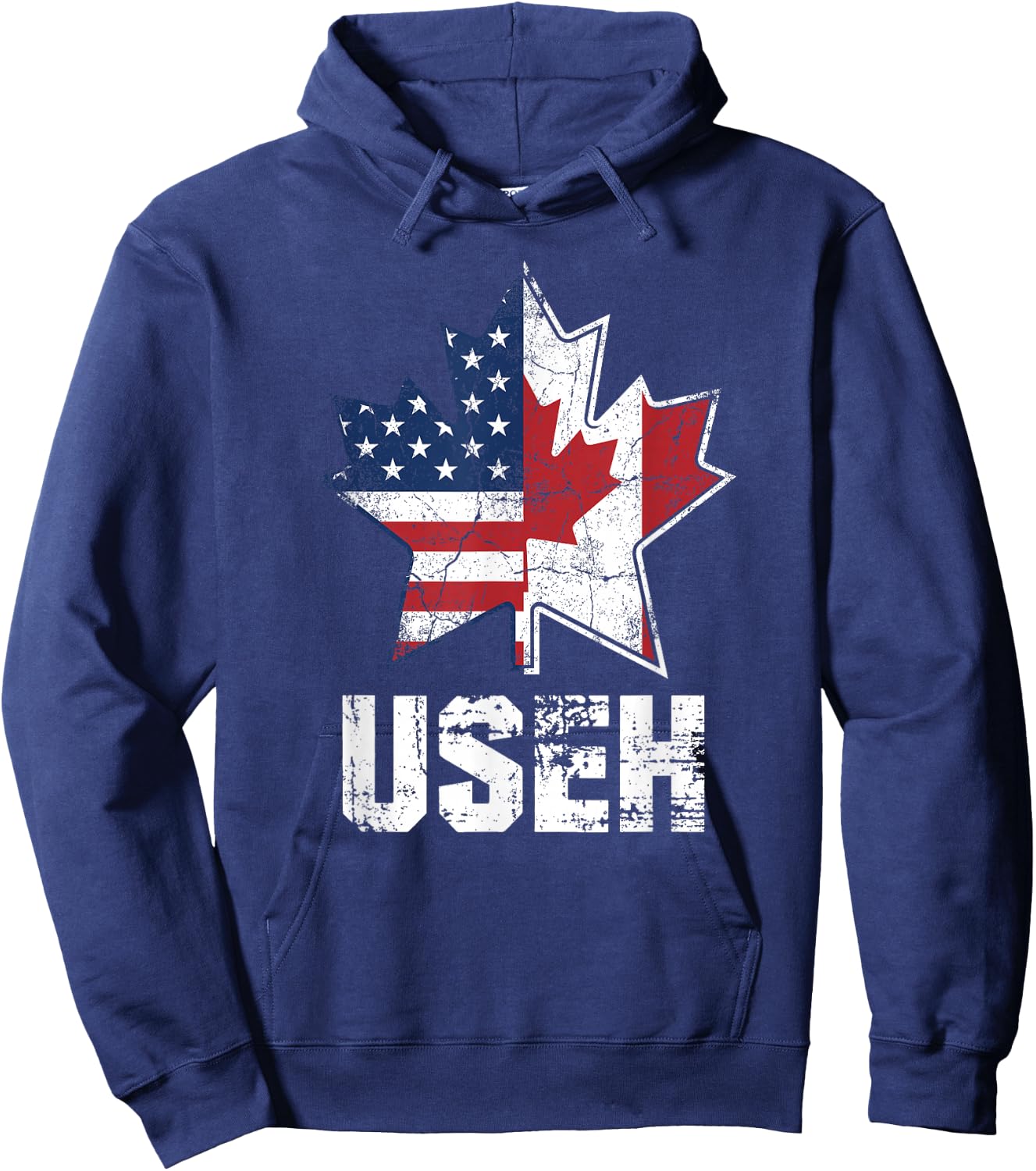 USEH Canadian American Maple Leaf Flag Patriotic Hoodie - Hoodie | Navy