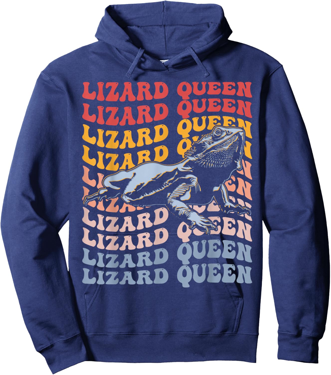 Lizard Queen Groovy Bearded Dragon Lizard Lover Girl Queen Hoodie - Hoodie | Navy