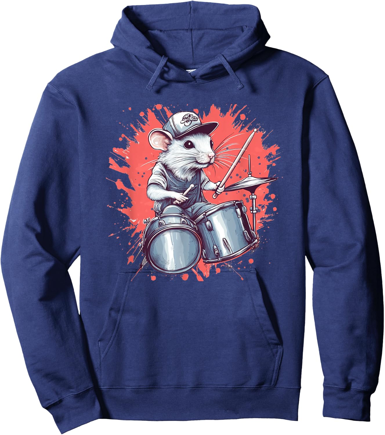 Costume drôle de batteur de rat blanc pour les amateurs de souris et de batterie Hoodie - Hoodie | Navy