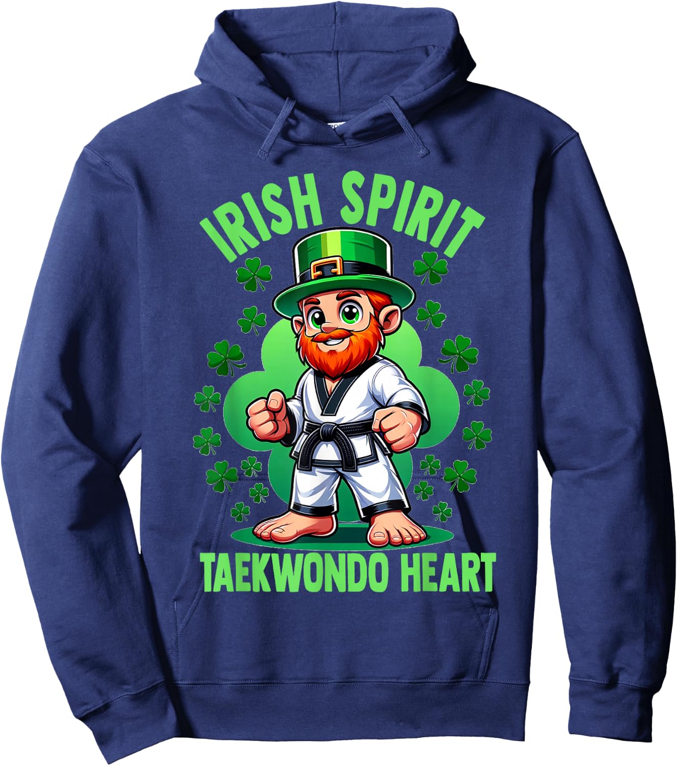 St Patricks Day Martial Arts Irish Spirit Taekwondo Heart Hoodie - Hoodie | Navy