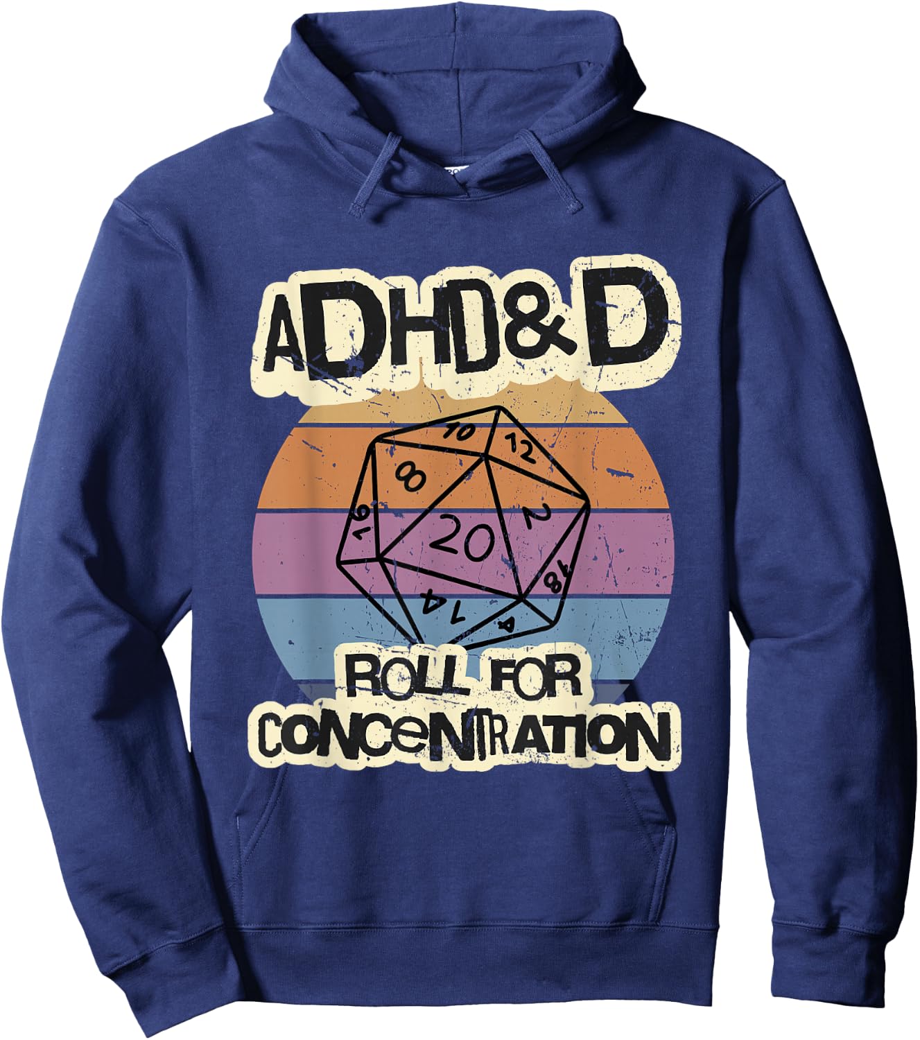 ADHD & D Roll for Concentration , black Hoodie - Hoodie | Navy