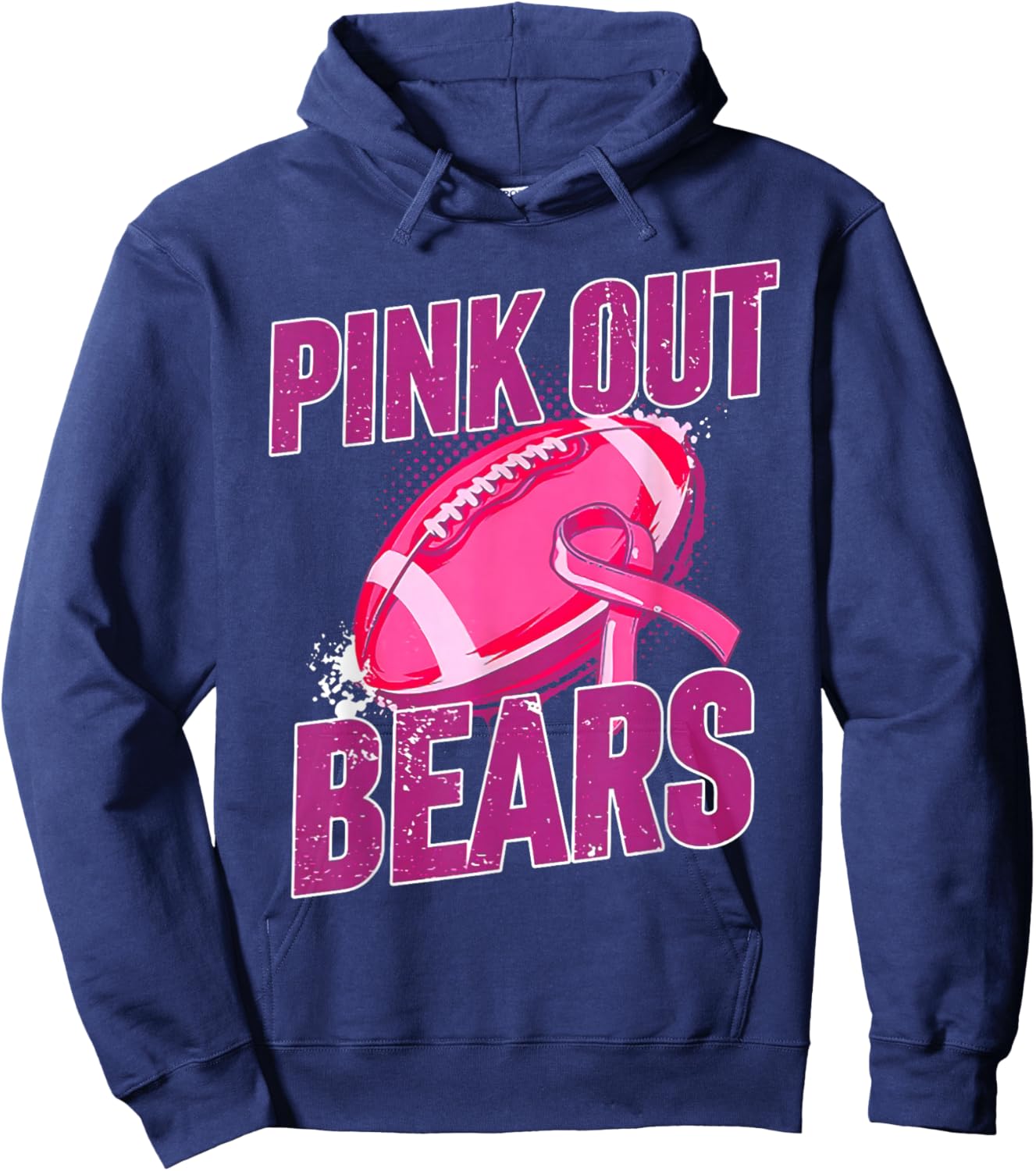 Bears Pink Out Football Tackle Breast Cancer Hoodie - Hoodie | Navy