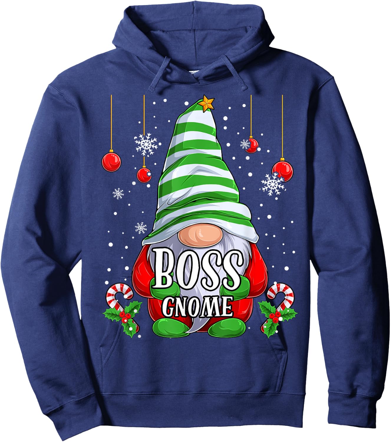 Boss Gnome christmas pajamas matching family group Hoodie - Hoodie | Navy
