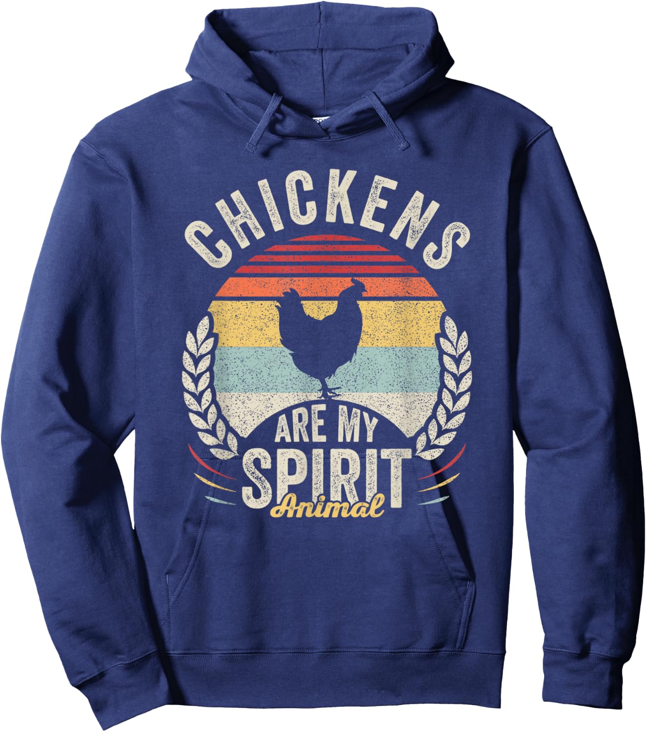Vintage Retro Chickens Are My Spirit Animal Chicken Lover Hoodie - Hoodie | Navy