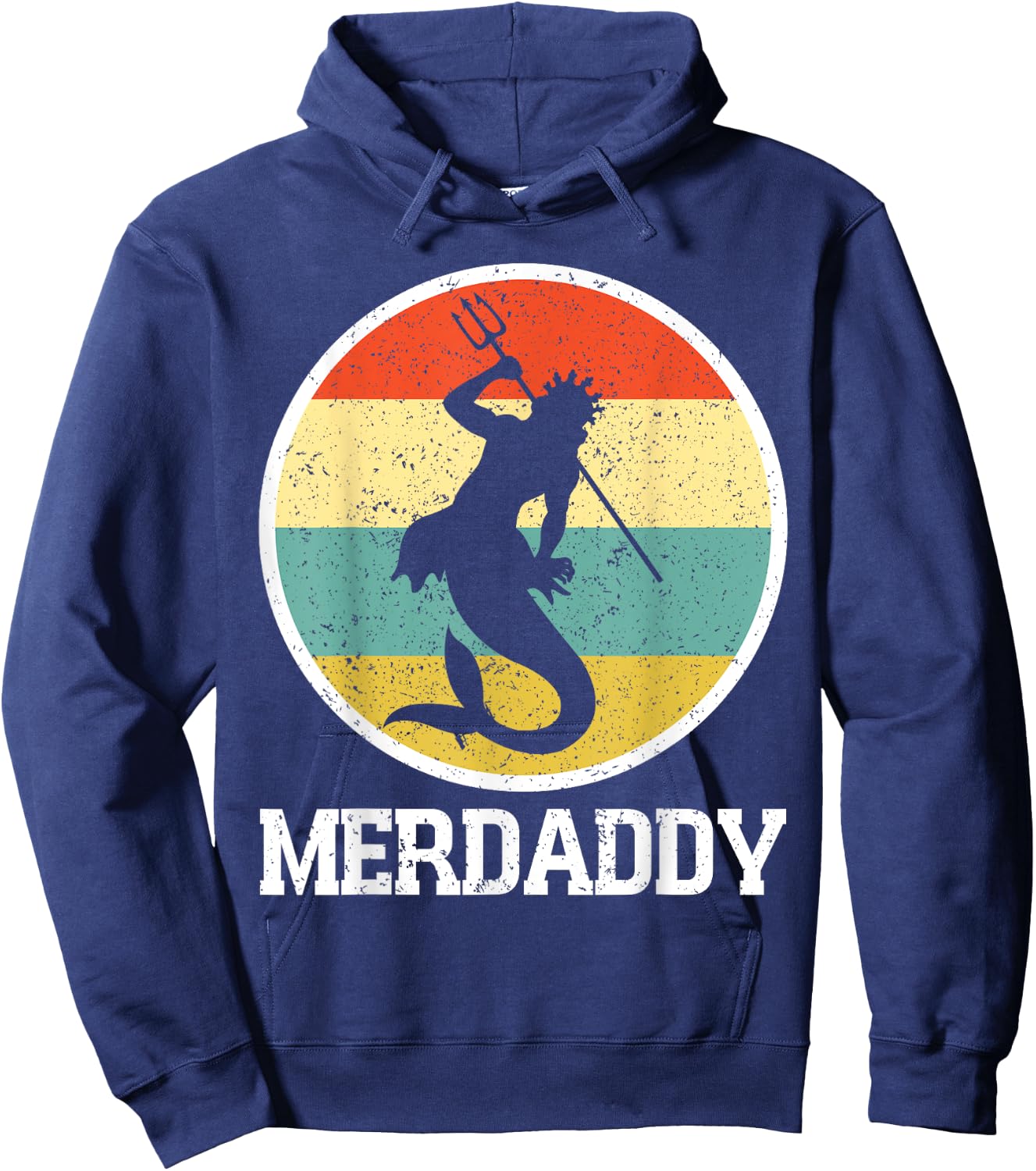 Merdaddy Merdad Mermaid Security Retro Merman Father's Day Hoodie - Hoodie | Navy