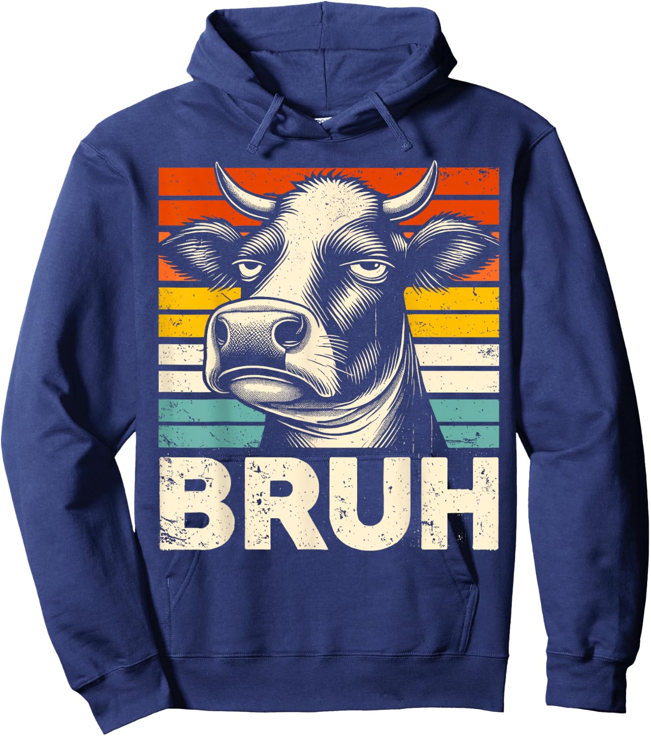 Funny Graphic Meme Cow Bruh For Boys Girls Kids Men Women Hoodie - Hoodie | Navy